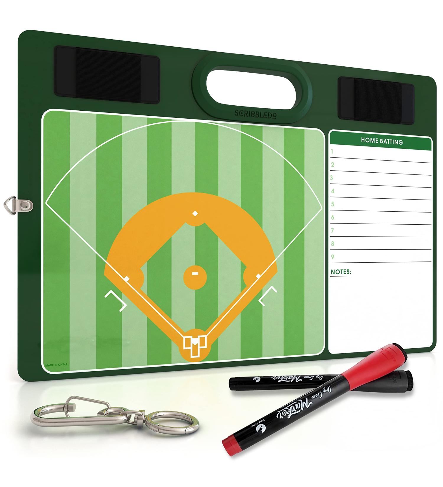 Baseball Coaches Dry Erase Board 15x10.5 - Double Sided Lineup Board with Markers | Coaching & Scorekeeping Equipment - Buy Online on SooperMarket.com