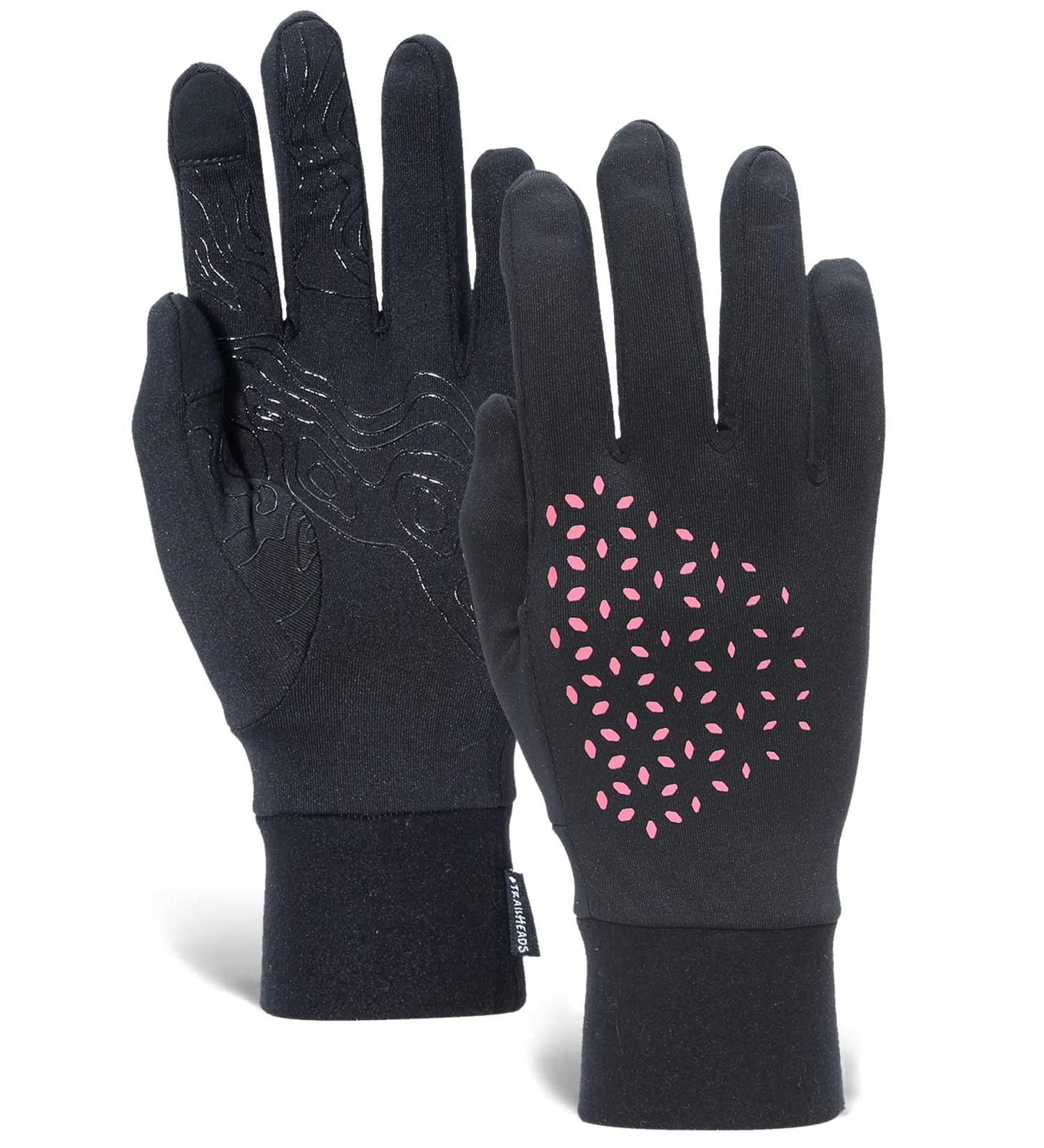 TrailHeads Women's Running Gloves - Lightweight Touchscreen Gloves | Black/Pink Reflective - Size Small - Buy Online on SooperMarket.com