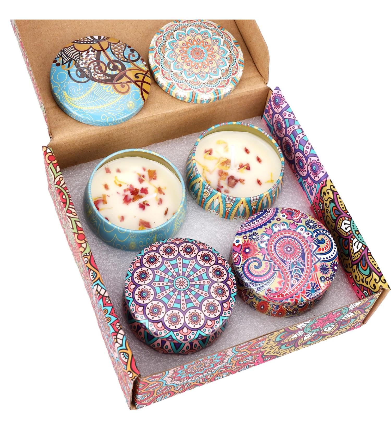 Allava 4-Piece Natural Soy Wax Fragrance Candle Gift Set | Stress Relief & Aromatherapy Candles for Christmas Birthdays Valentine's Day & Weddings - Buy Online on SooperMarket.com