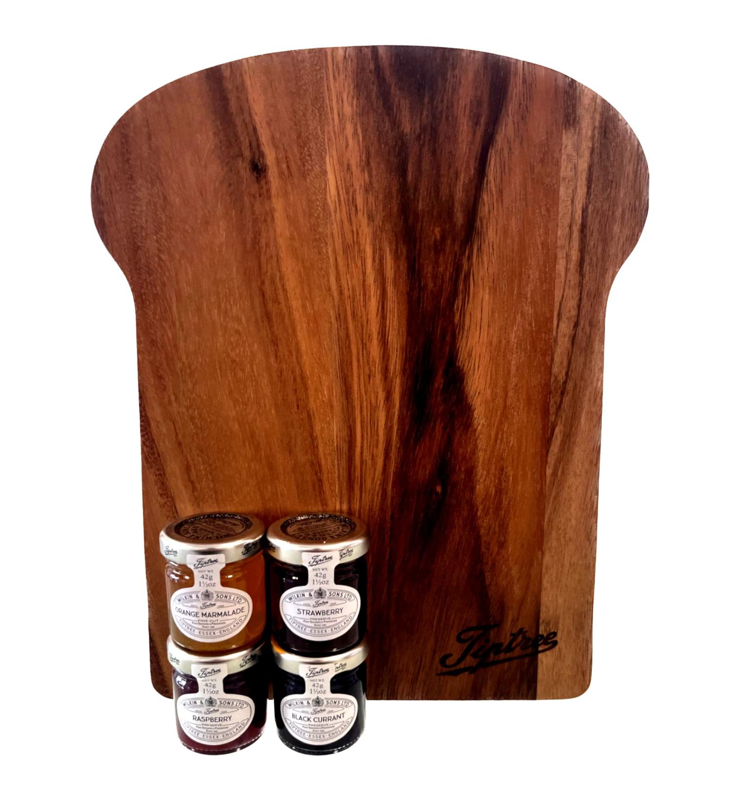 Tiptree Toast Board Set - Includes 4 Tiptree 42g Mini Preserve Jars
