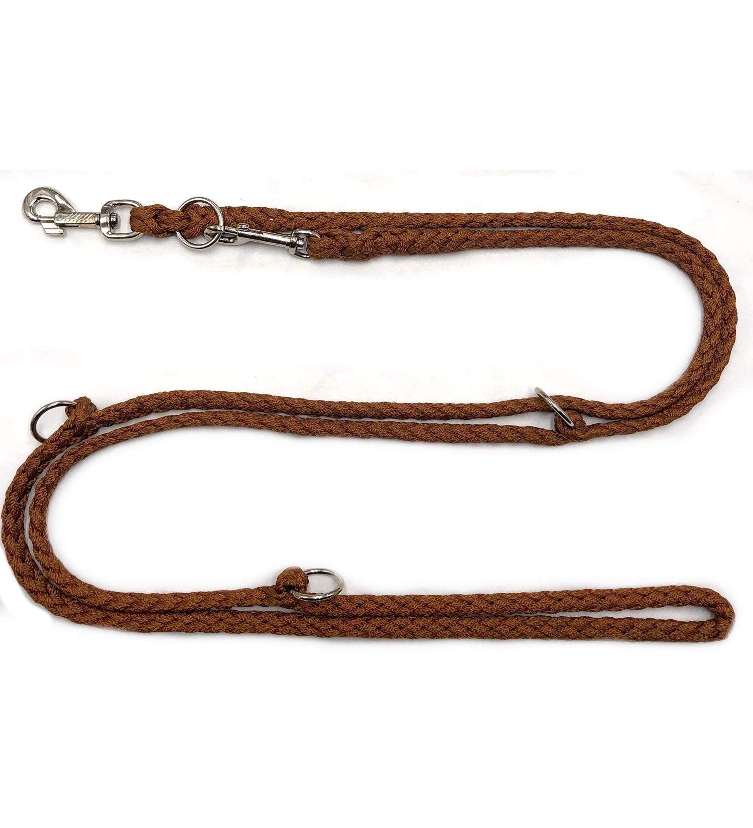 Dog leash double leash training leash for medium dogs up to 45 kg over 39 colors very stable (2.40 m brown) 2.40 m brown