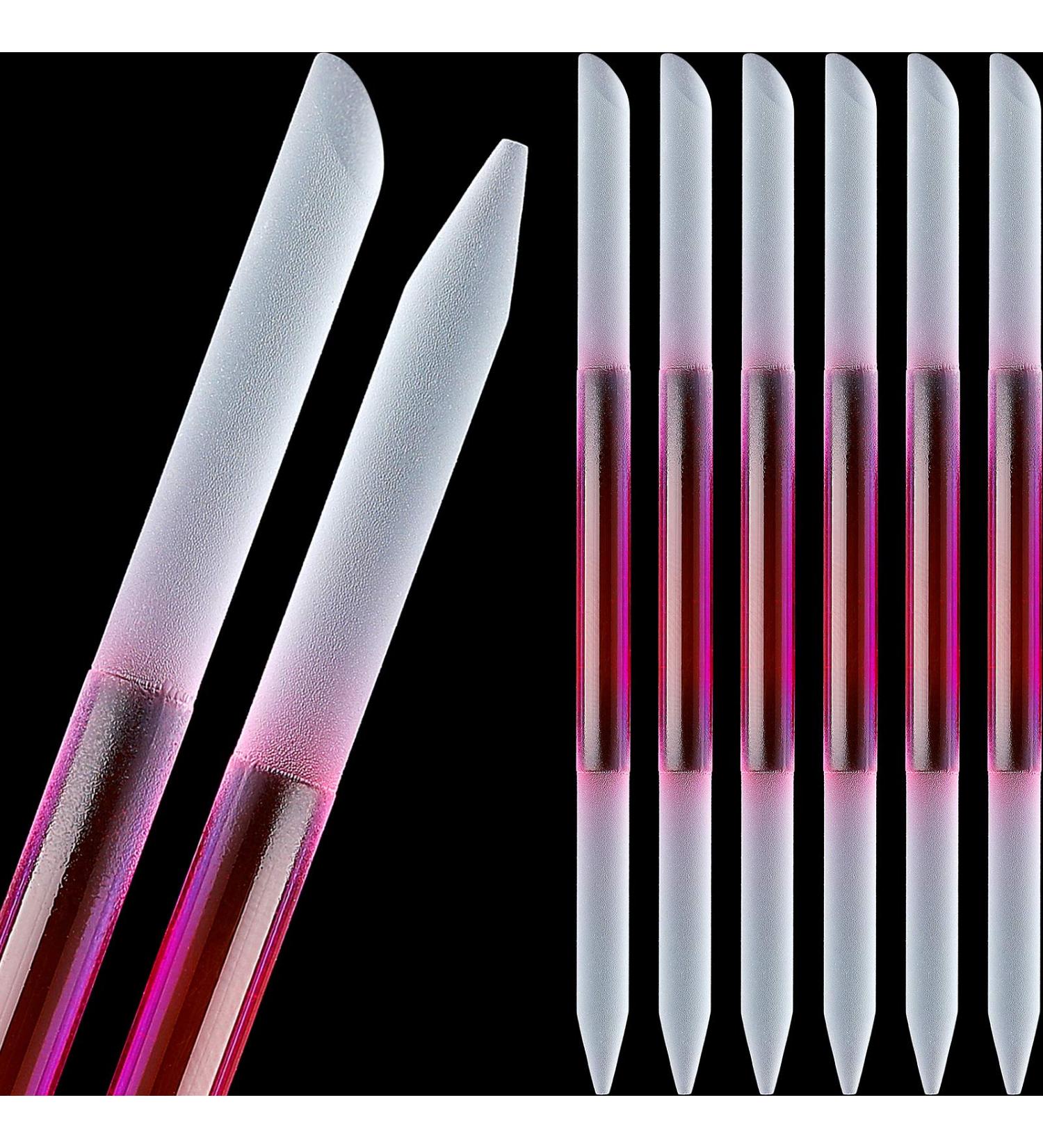 6-Piece Glass Cuticle Pusher & Nail File Set - Pink | Manicure Pedicure Kit - Buy Online on SooperMarket.com