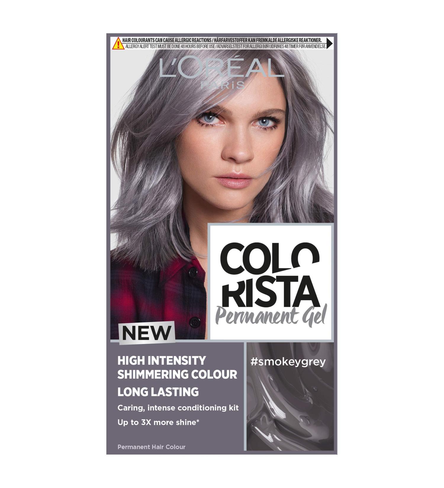 L'Or al Paris Colorista Permanent Gel Hair Dye - Smokey Grey | Long-Lasting Vibrant Color | High-Intensity Formula with Extra Shine - Buy Online on SooperMarket.com