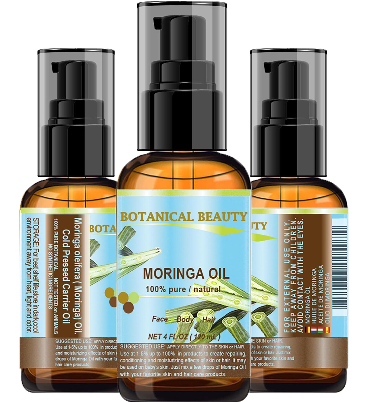 Buy 100% Pure Moringa Oil - Natural Cold Pressed Carrier Oil for Face Skin Hair & Nails - Rich in Vitamin C & E - 4 Fl. Oz (120 ml) - International Shipping Available - Buy Online on SooperMarket.com