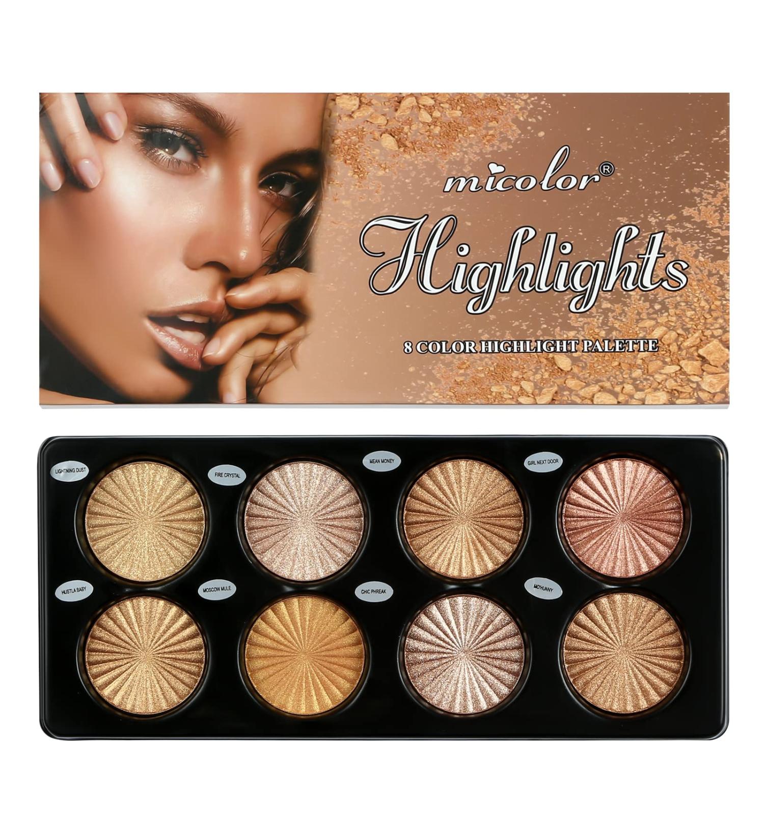 Beteligir 8 Color Highlighter Powder Palette - Facial Bronzers Illuminator Palette for Long Lasting Brilliant Skin - Face Makeup Set - Buy Online on SooperMarket.com