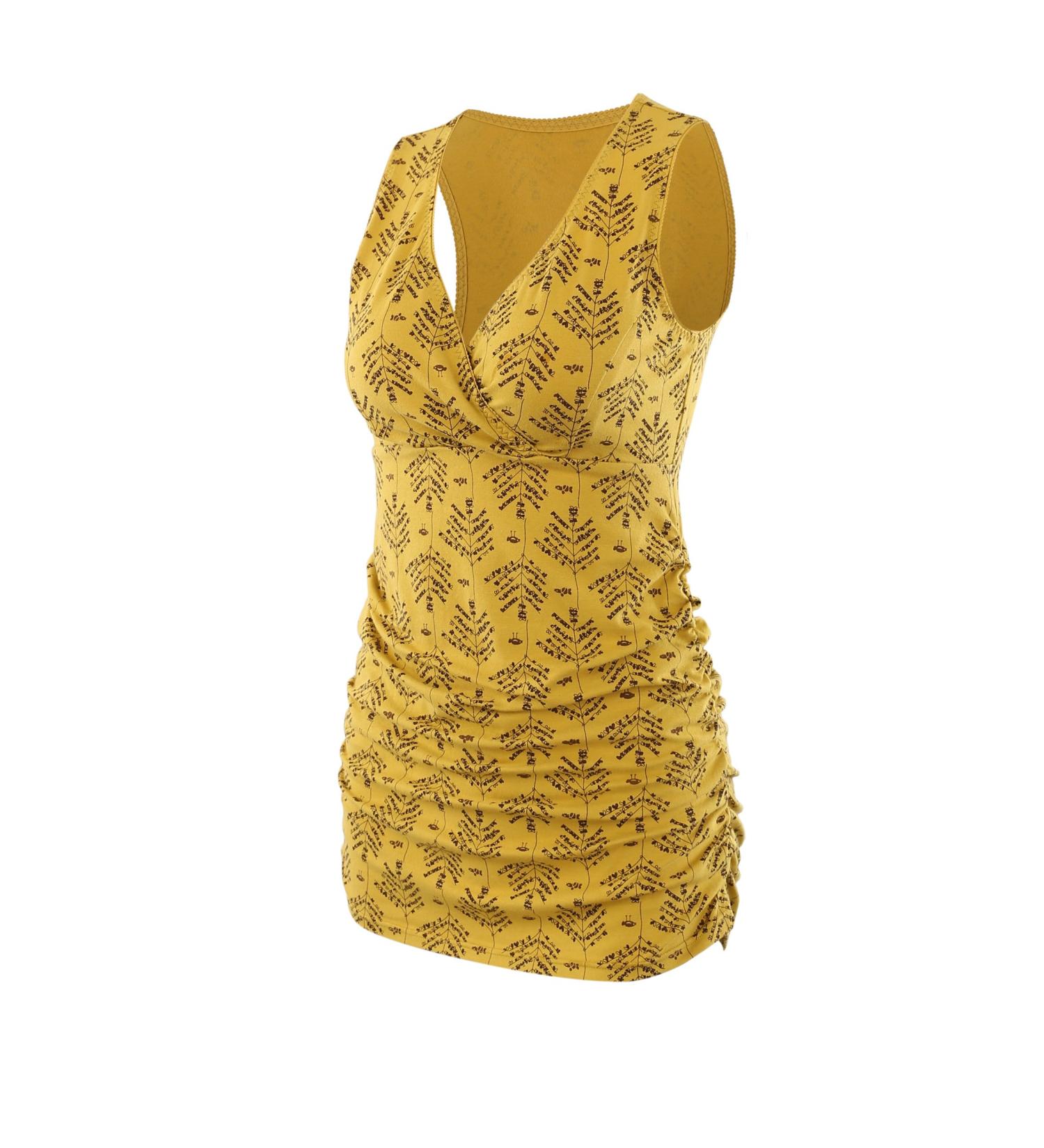 ZUMIY Maternity Nursing Top - Women's Cotton V Neck Double Layered Tank - Yellow Printing - Buy Online on SooperMarket.com