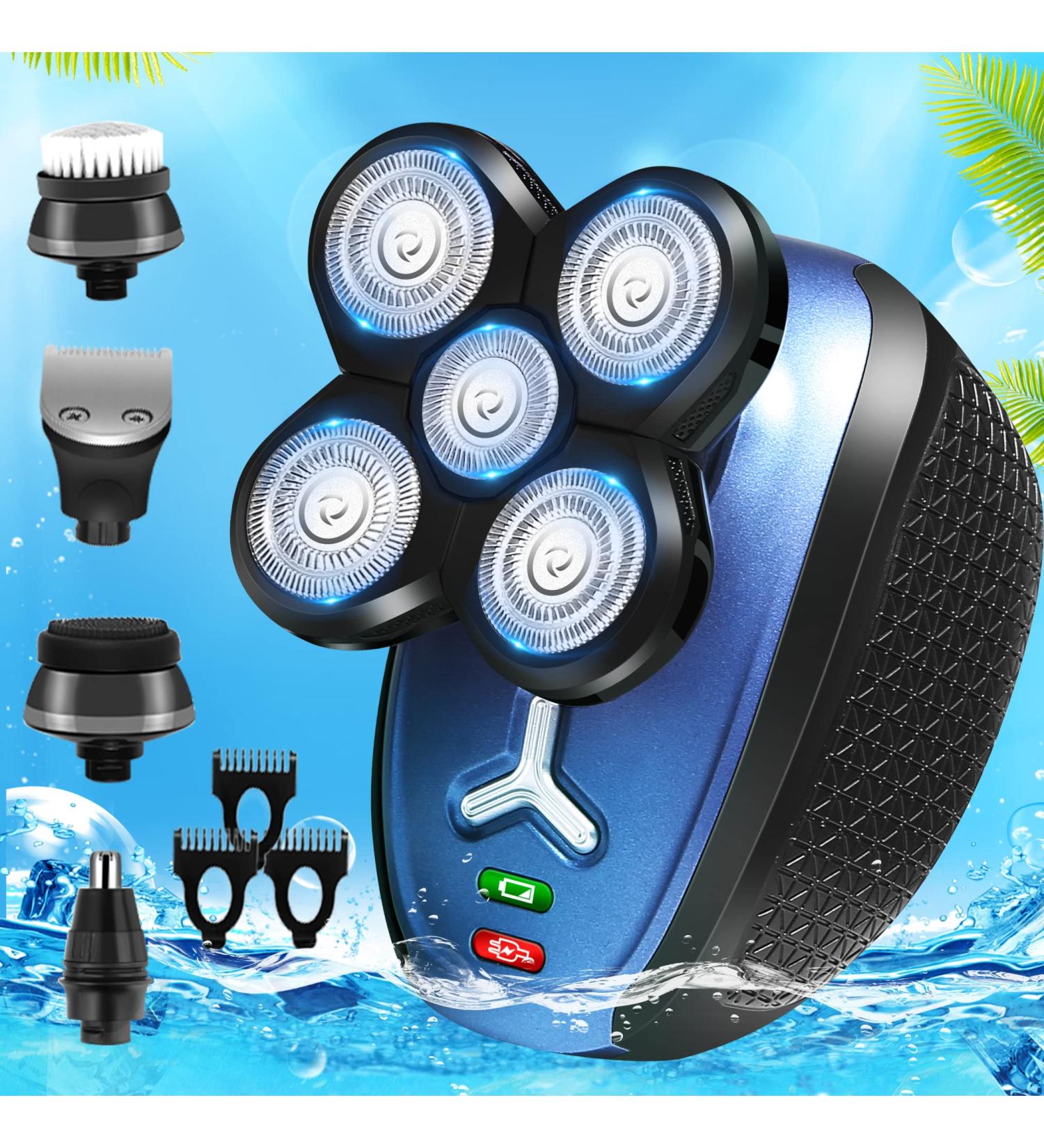 Bald Men's 5-in-1 Electric Head Shaver - Cordless Waterproof Wet/Dry Razor for Face and Head Shaving - USB Rechargeable 2022 Model - Buy Online on SooperMarket.com