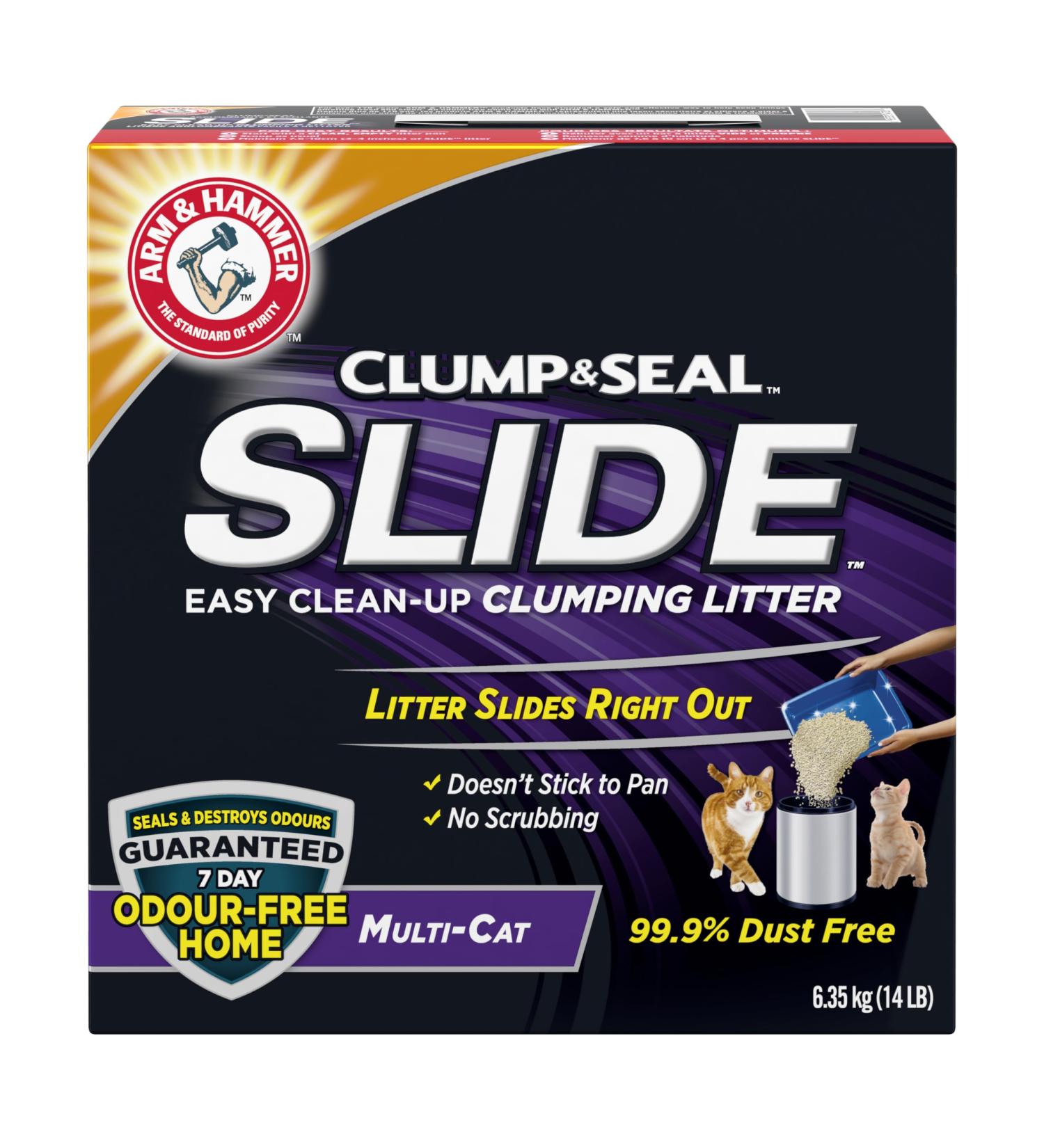 Arm & Hammer Clump & Seal Slide Clay Cat Litter 6.4kg Odour Control Dust Free Clumping Litter Slide 6.4kg - Buy Online on SooperMarket.com