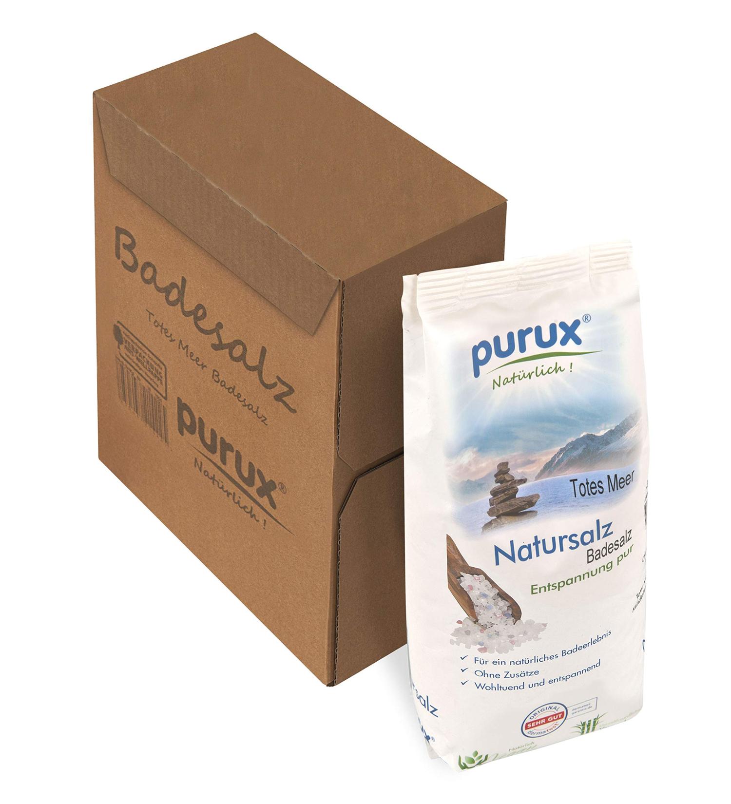 purux Dead Sea Salt Bath Salt Natural White 1kg sustainably packaged