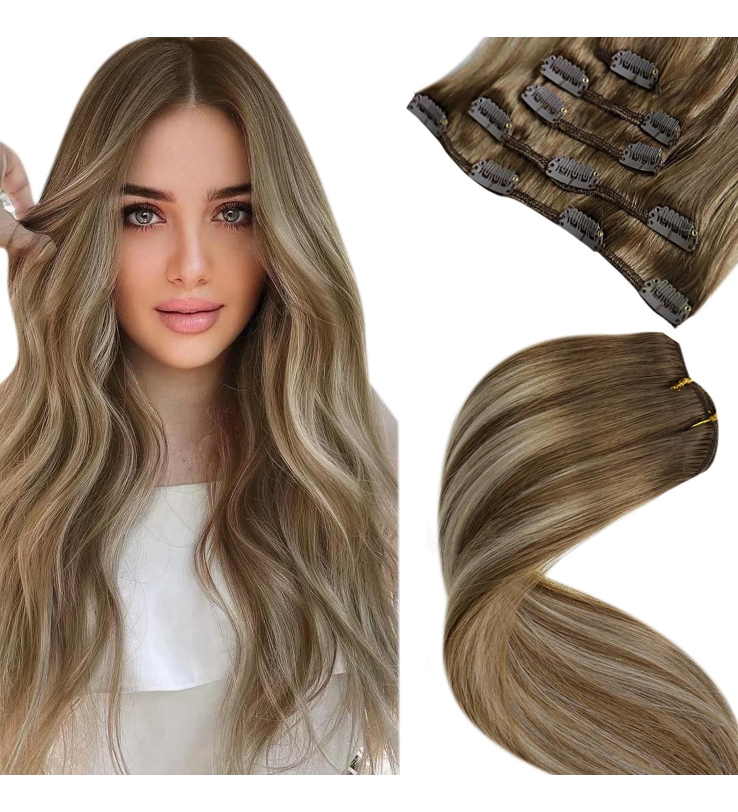 Buy Laavoo Clip-In Extensions | Real Hair Blonde Balayage & Ombre | 35cm & 70cm | Remy Smooth 5pcs - International Shipping Available - Buy Online on SooperMarket.com