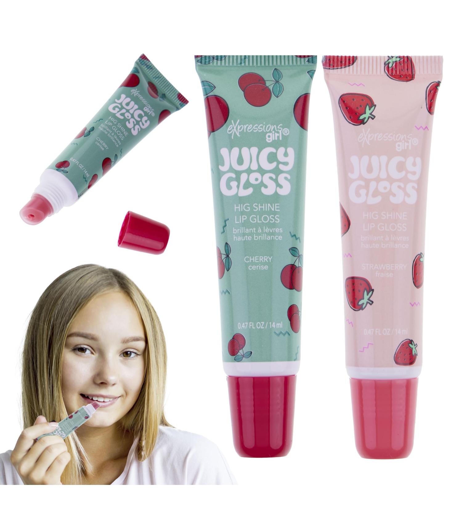 Expressions 2pc Juicy Gloss Set | High Shine Fruit Flavored Lip Gloss for Girls | Non-Toxic Strawberry & Cherry Lip Gloss Gift Set - International Shipping Available - Buy Online on SooperMarket.com
