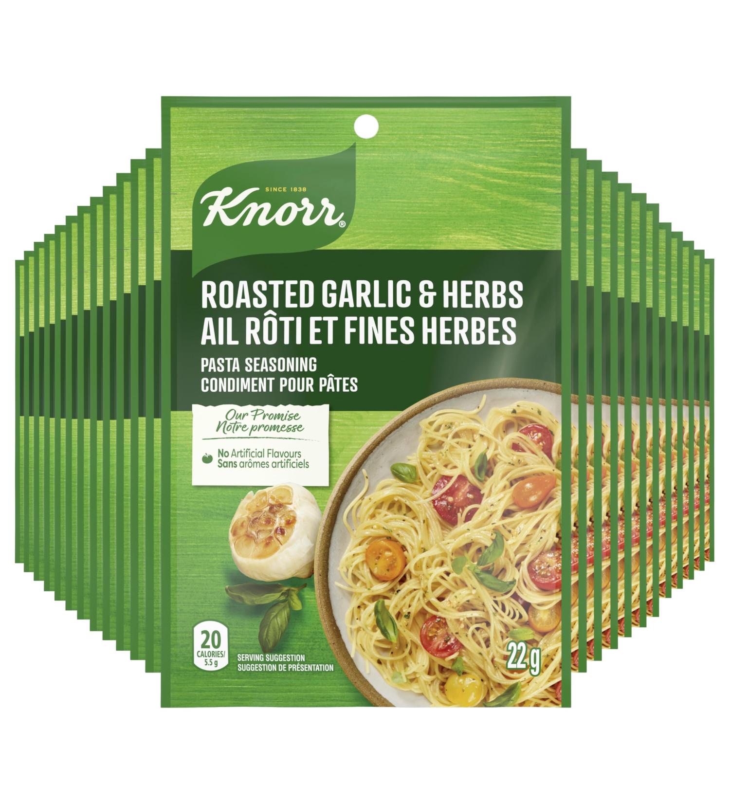 Knorr Pasta Seasoning for an easy delicious pasta sauce Roasted Garlic & Herbs no artificial flavours 22 g 24 count - Buy Online on SooperMarket.com
