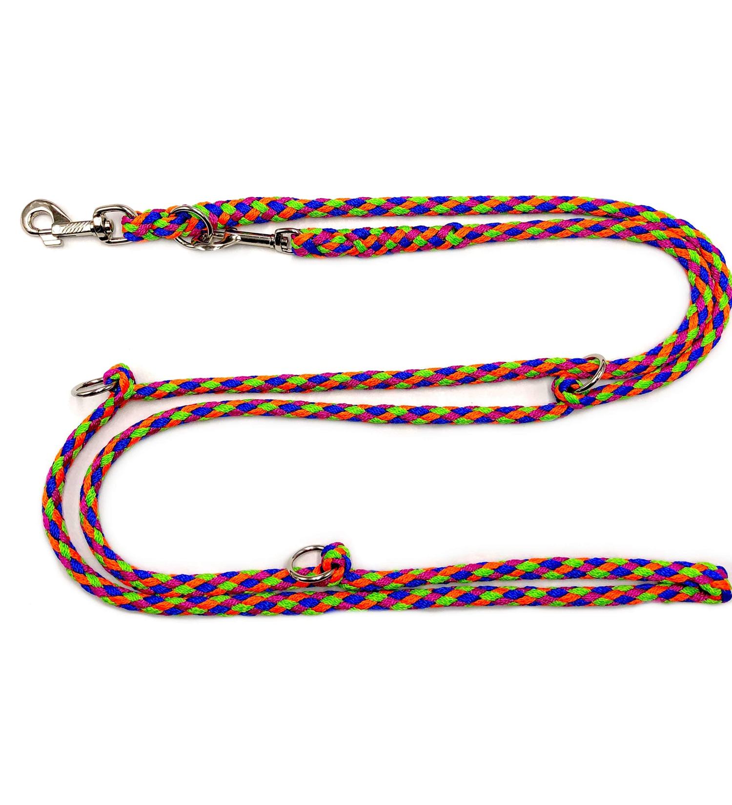 Dogeline Double Line Practice line for medium dogs up to 45 kg over 39 colors very stable (3.50 m Waikiki) 3.50 m blue-orange-purple-green