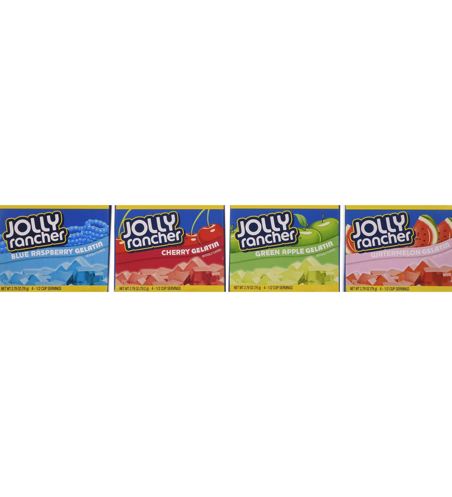 Jolly Rancher Jello Variety Pack - Green Apple, Cherry, Watermelon, Blue Raspberry - 2.79oz Box, Pack of 4 - Buy Online on SooperMarket.com