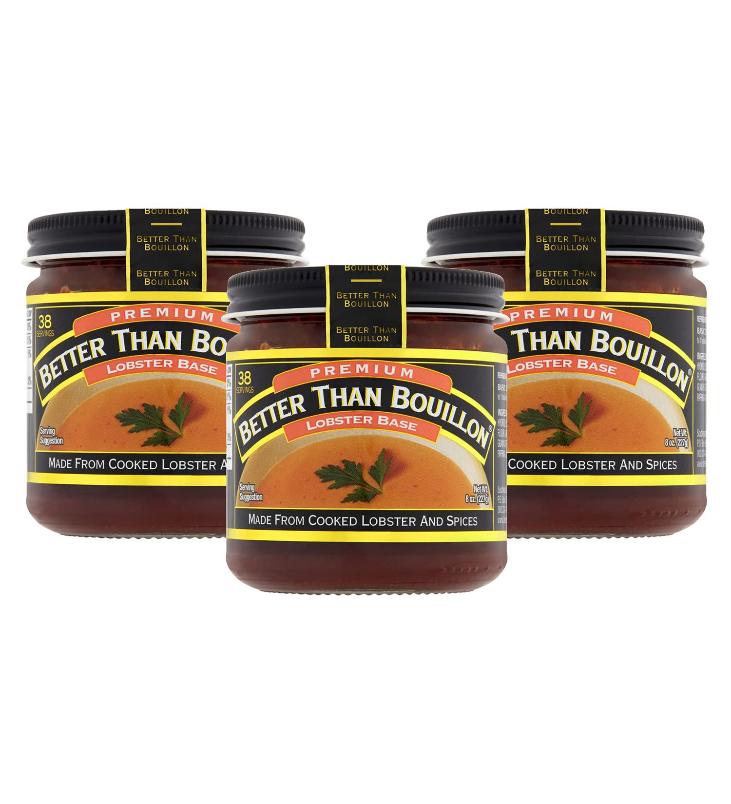Better Than Bouillon Lobster Base 8oz Jar, Pack of 3 - Made from Cooked Lobster & Spices, Makes 9.5 Quarts, 38 Servings - Buy Online on SooperMarket.com
