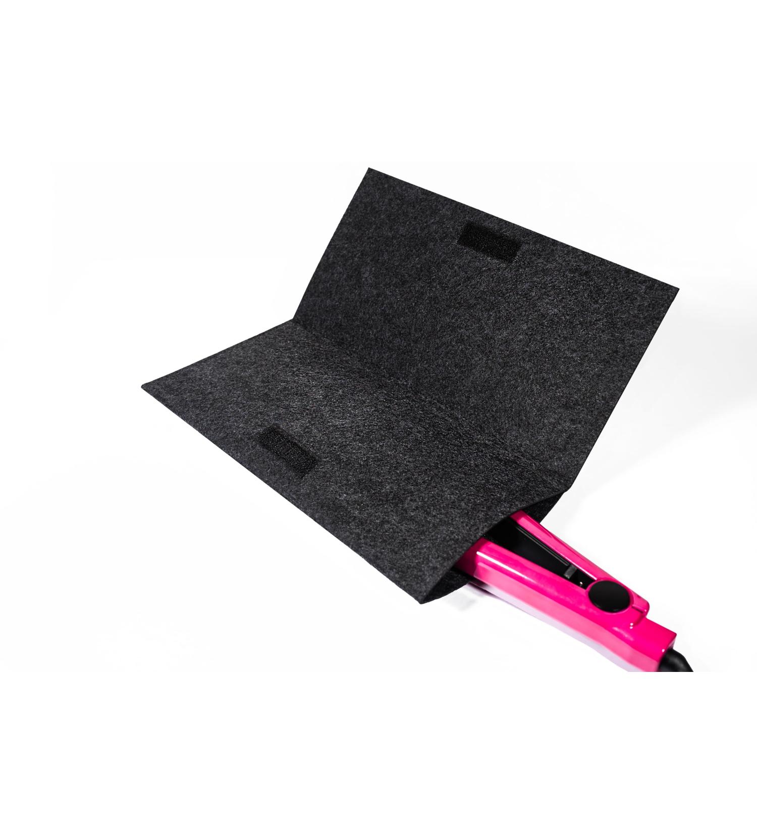 Glamza Hair Straightener Mat & Pouch - Made from Heat Resistant Safety Felt - Ideal for Home & Travel (Dark Grey) - Buy Online on SooperMarket.com