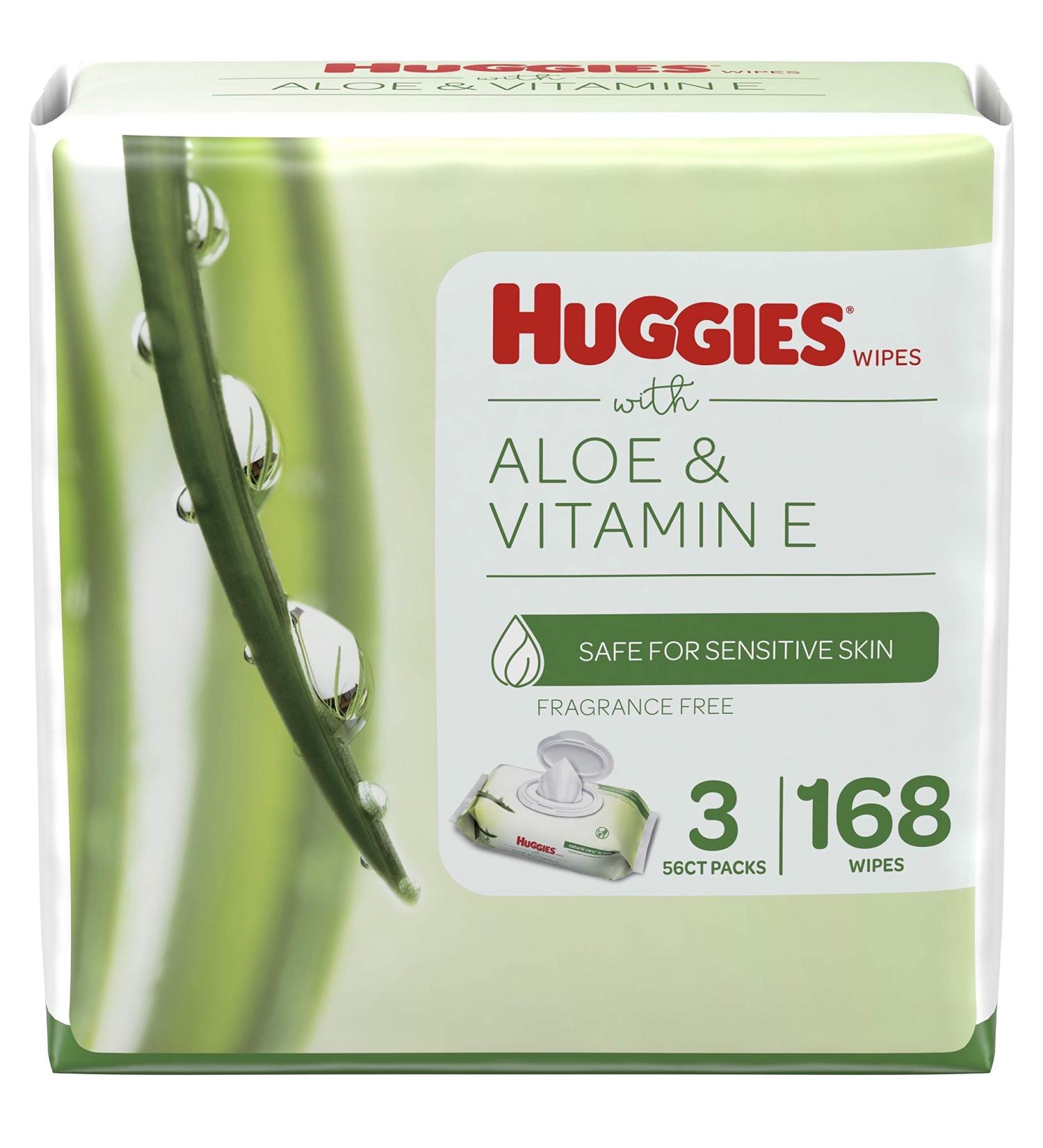 Baby Wipes Huggies Aloe & Vitamin E UNSCENTED 3 Flip-Top Packs 168 Count Unscented 168 count (Pack of 1) - Buy Online on SooperMarket.com