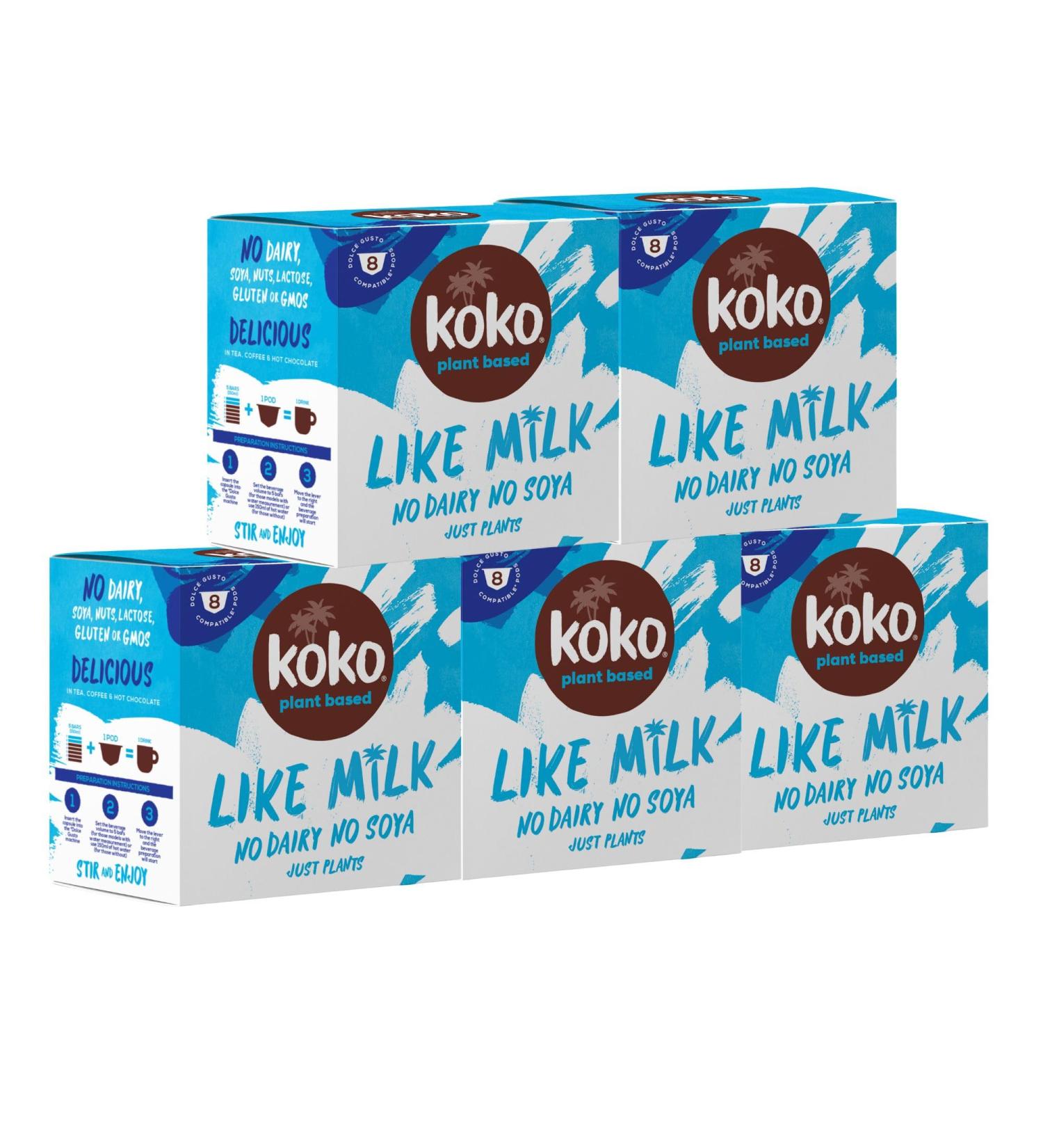 Koko Plant Based Dolce Gusto Compatible Pods (8 Pods x 5 Cases Coconut Milk) Coconut 8 Pods x 5 Cases - Buy Online on SooperMarket.com