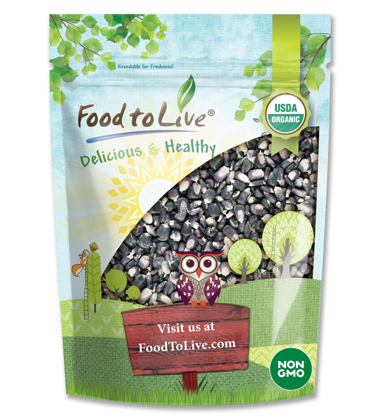 Organic Blue Corn Kernels 3 lbs - Non-GMO Vegan Bulk Cereal Grain with Vitamin B6 & Phosphorus, Ideal for Grinding, Stews, Casseroles & Soups - Buy Online on SooperMarket.com