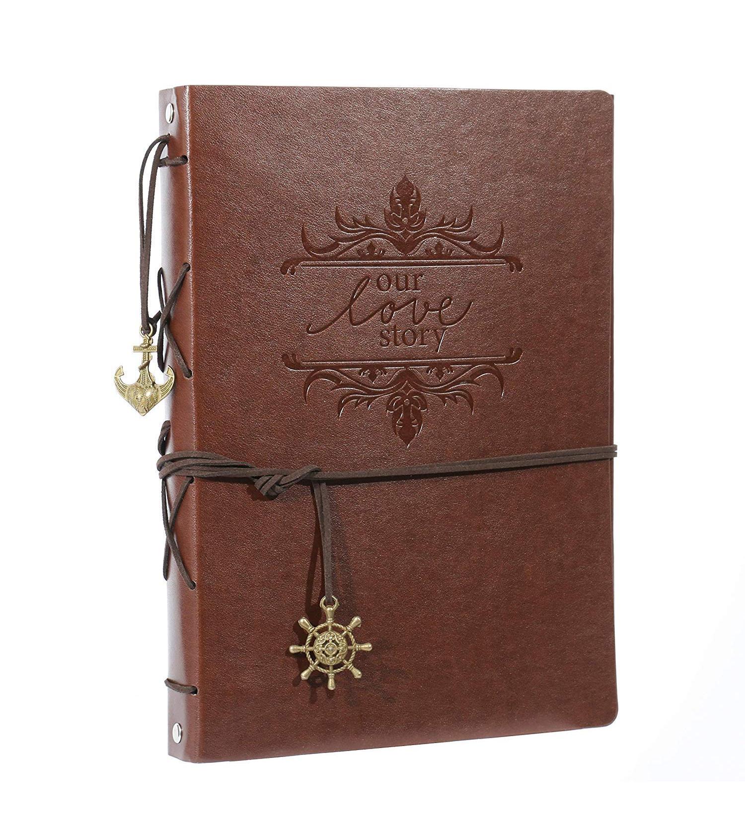 AIOR Photo Album Scrapbook  11 x 8.3 Inches 60 Black Pages Refillable Vintage Leather Scrapbook Album  DIY Memory Book  Couple Lover Anniversary Valentines Day Gifts for Him Her (Love) - Buy Online on SooperMarket.com