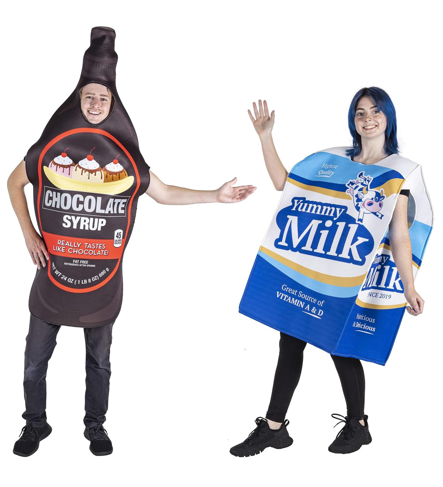 Chocolate Milk Halloween Couples Costume - Funny Carton and Syrup Bottle Outfits - Buy Online on SooperMarket.com