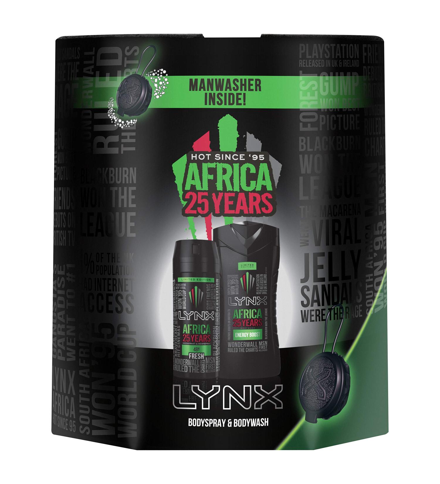 Lynx Africa Manwasher Gift Set with Shower Sponge, Loofahs, Exfoliating Body Brush, and Deodorant - Ultimate Bath and Shower Combo - Buy Online on SooperMarket.com