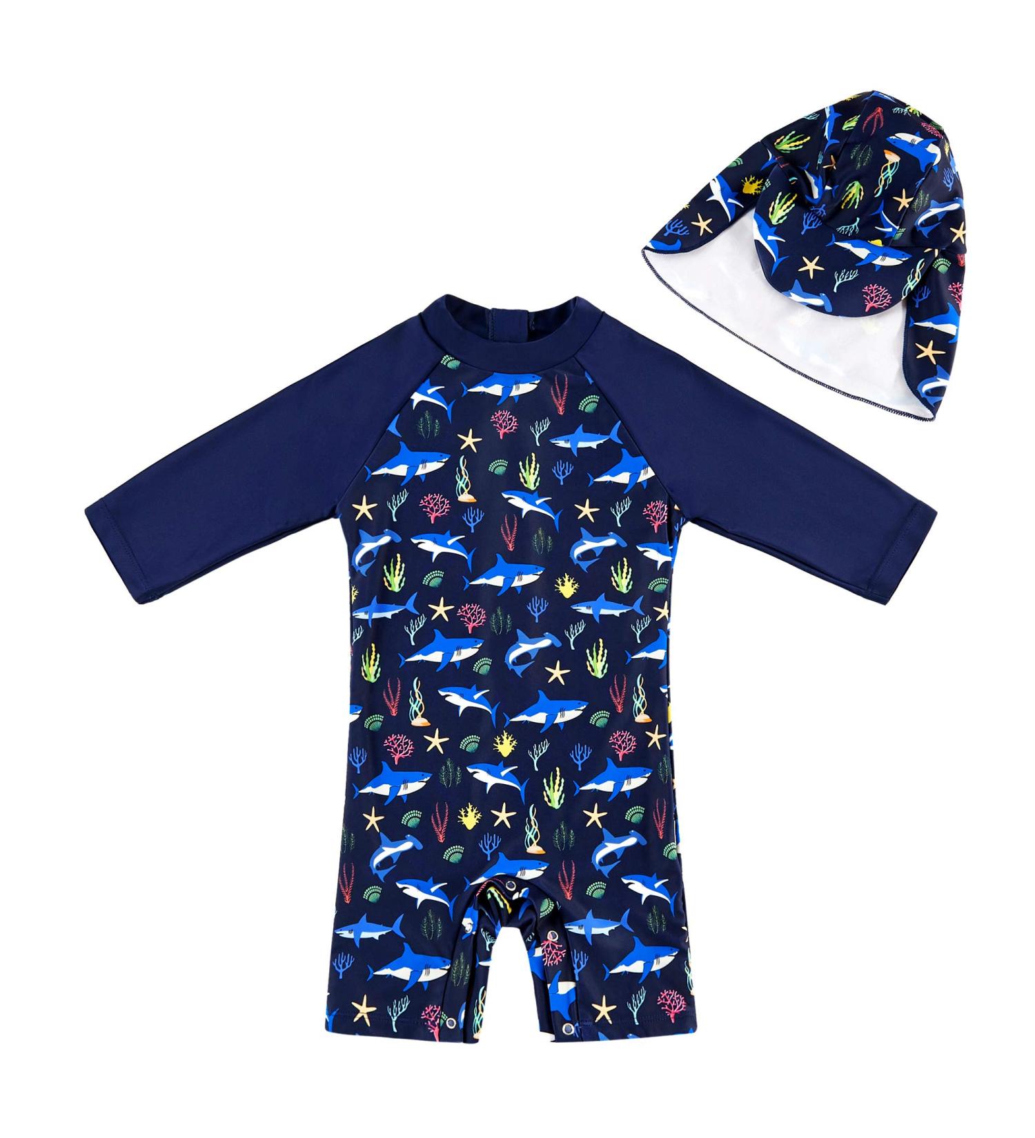 Upandfast Baby Zipper Swimwear UPF 50+ Sun Protection Navy Shark 6-9 Months - Buy Online on SooperMarket.com