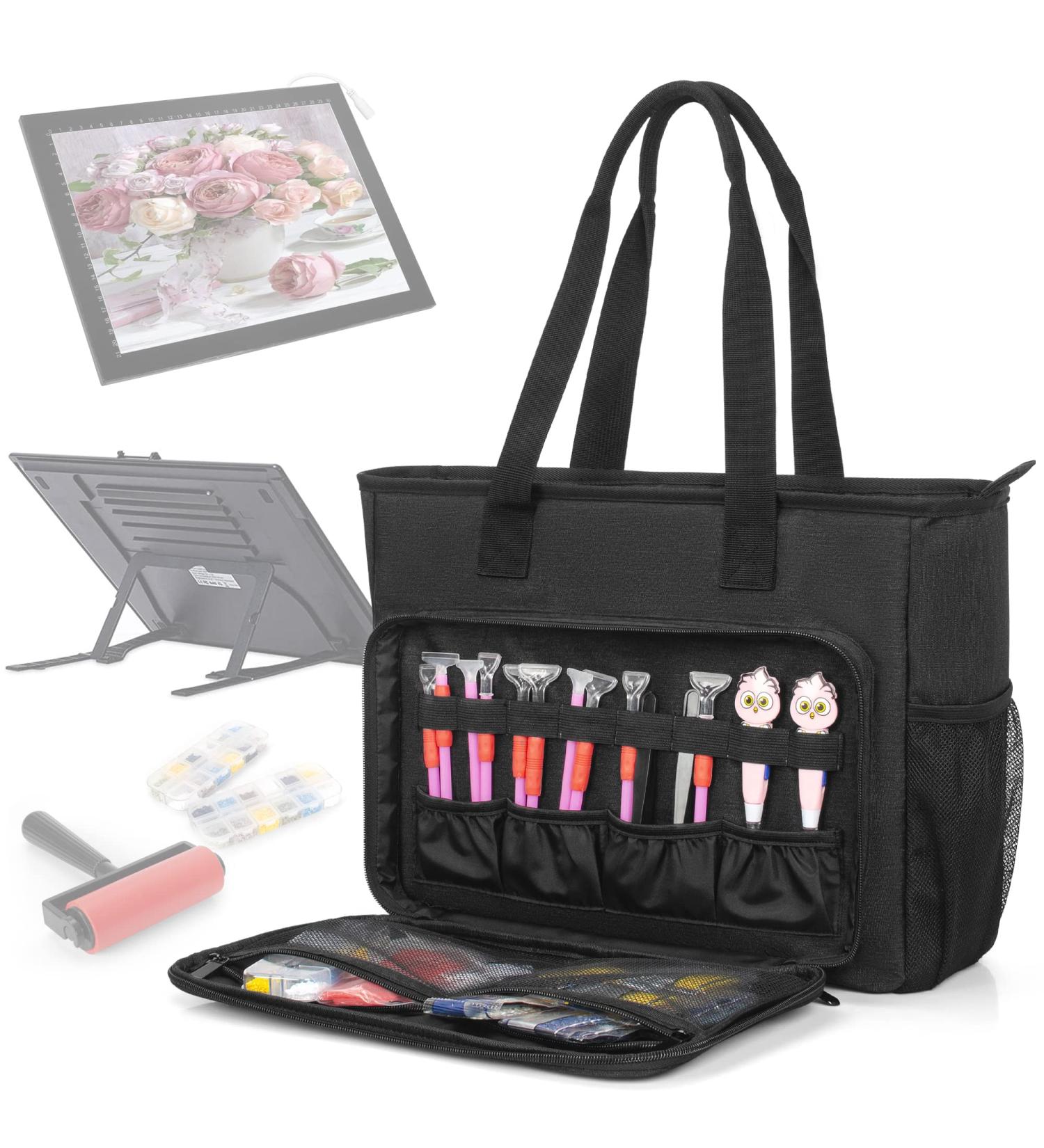 TORIBIO Carrying Bag for Diamond Painting A4 LED Light Pad - Storage Bag for Diamond Painting Tools and Supplies - Embroidery Protective Case - 15.4x12.2x4.7 Black - Buy Online on SooperMarket.com
