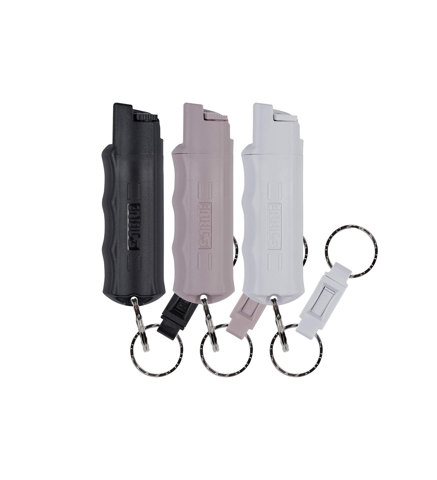 SABRE Pepper Spray 3-Pack: Maximum Police Strength OC Spray with Quick Release Keychain, Finger Grip for Accuracy, 25 Bursts, Multi Color - Easy to Carry and Use - Buy Online on SooperMarket.com