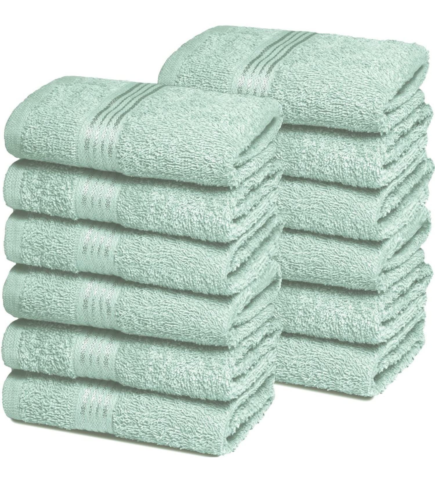 Belizzi Home Ultra Soft Cotton Washcloths - 12 Pack 12x12 inch Face Cloths in Sea Green, Compact & Lightweight for Everyday Use - Buy Online on SooperMarket.com