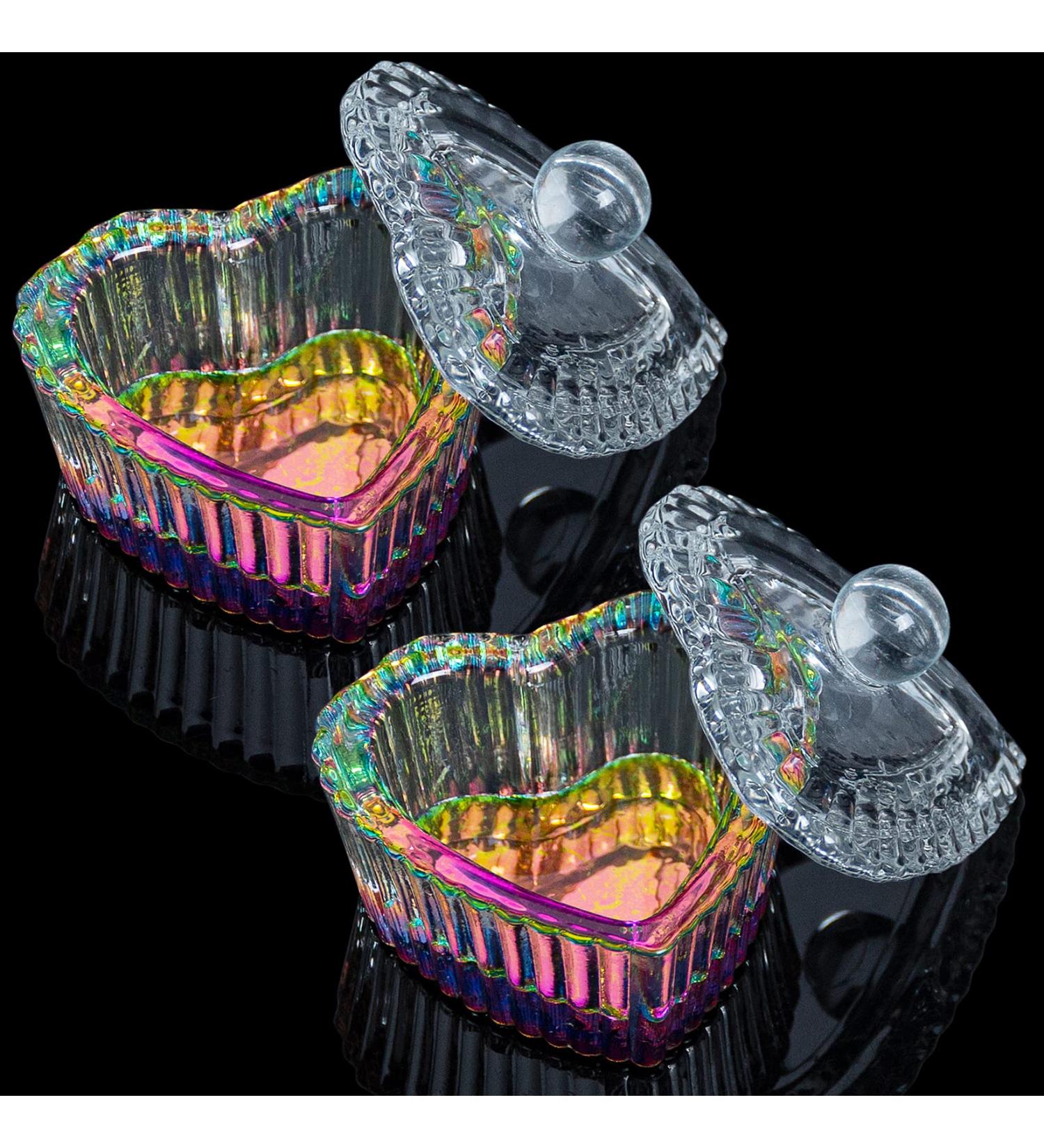 AORAEM 2PCS Nail Tips Art Dappen Dish with Lid - Glass Crystal Cup for Acrylic Liquid Powder - Professional and Home Use - Heart Shape - Buy Online on SooperMarket.com
