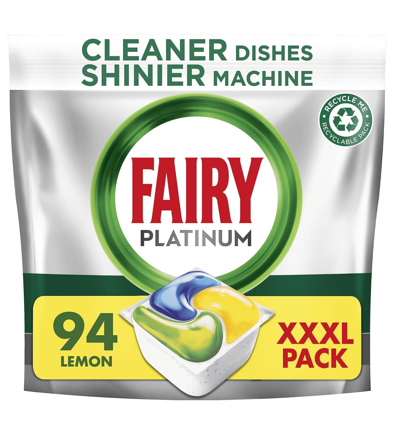 Fairy Platinum Dishwasher Tablets Lemon - 94 Tablets - Buy Online on SooperMarket.com