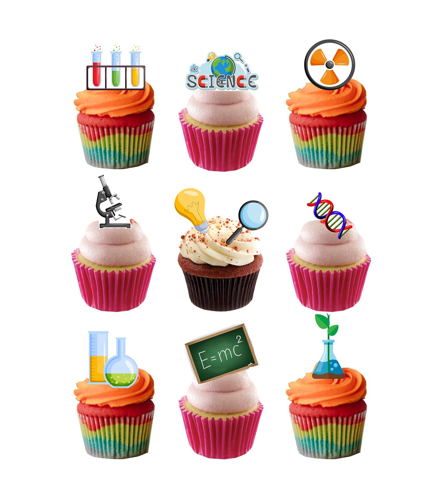 33 Stand Up Science Biology Chemistry Physics Themed Edible Wafer paper Cake Toppers Decorations