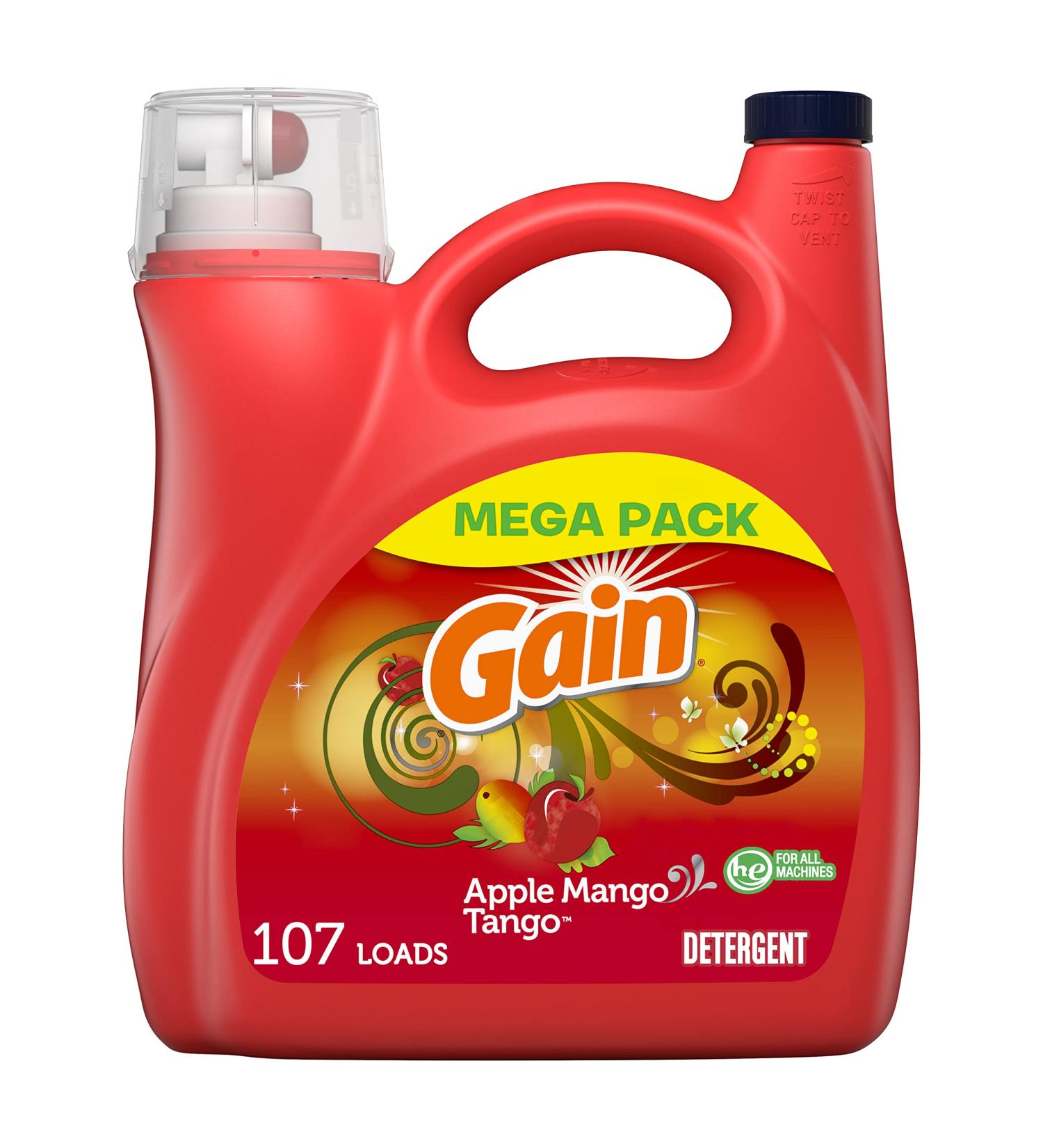 Gain Apple Mango Tango Liquid Laundry Detergent - 154 fl oz (107 Loads), HE Compatible - Buy Online on SooperMarket.com