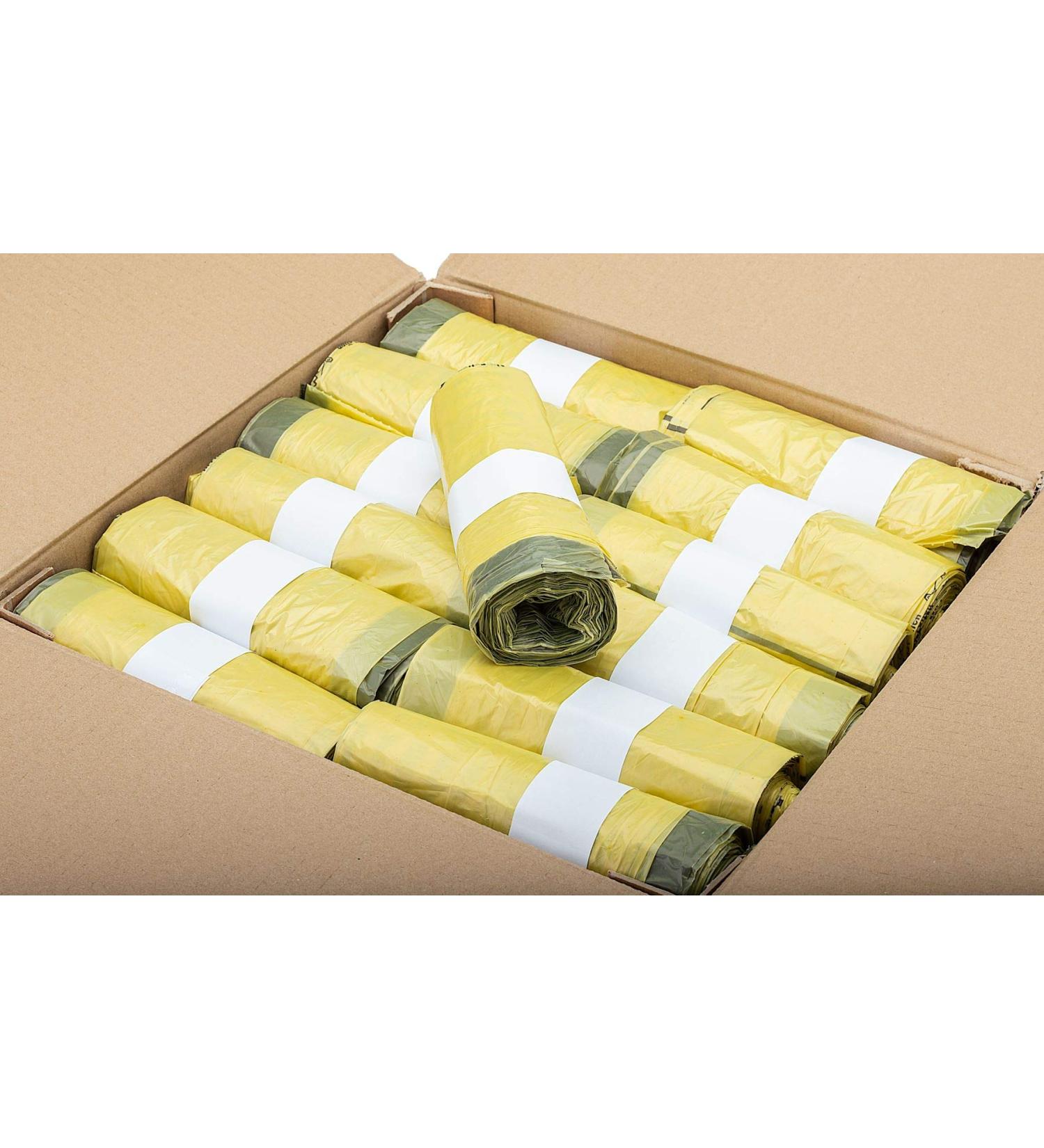 Extra Strong Yellow Recycling Bags with Drawstring - 90L 22 Thick 40 Rolls (40 Bags) - Eco-Friendly Waste Collection - Buy Online on SooperMarket.com