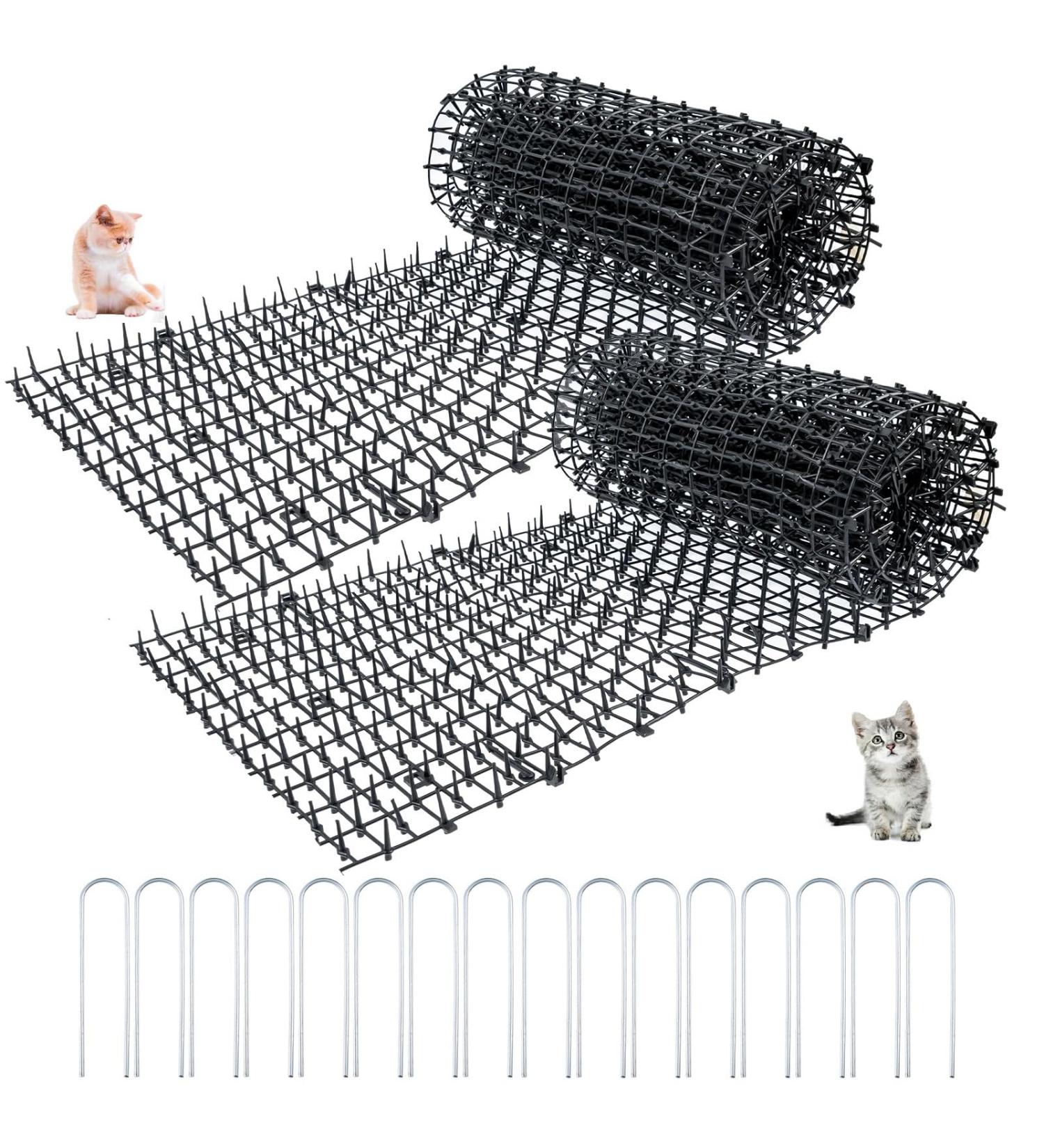 2 Pack Cat Scat Spike Mat Outdoor Cat Deterrent Mat with Spikes Prickle Strips Indoor Dog Digging Deterrent Anti Cats Network Cat Spikes with 8 Garden Staples for Garden Fence 78 11inch - Buy Online on SooperMarket.com