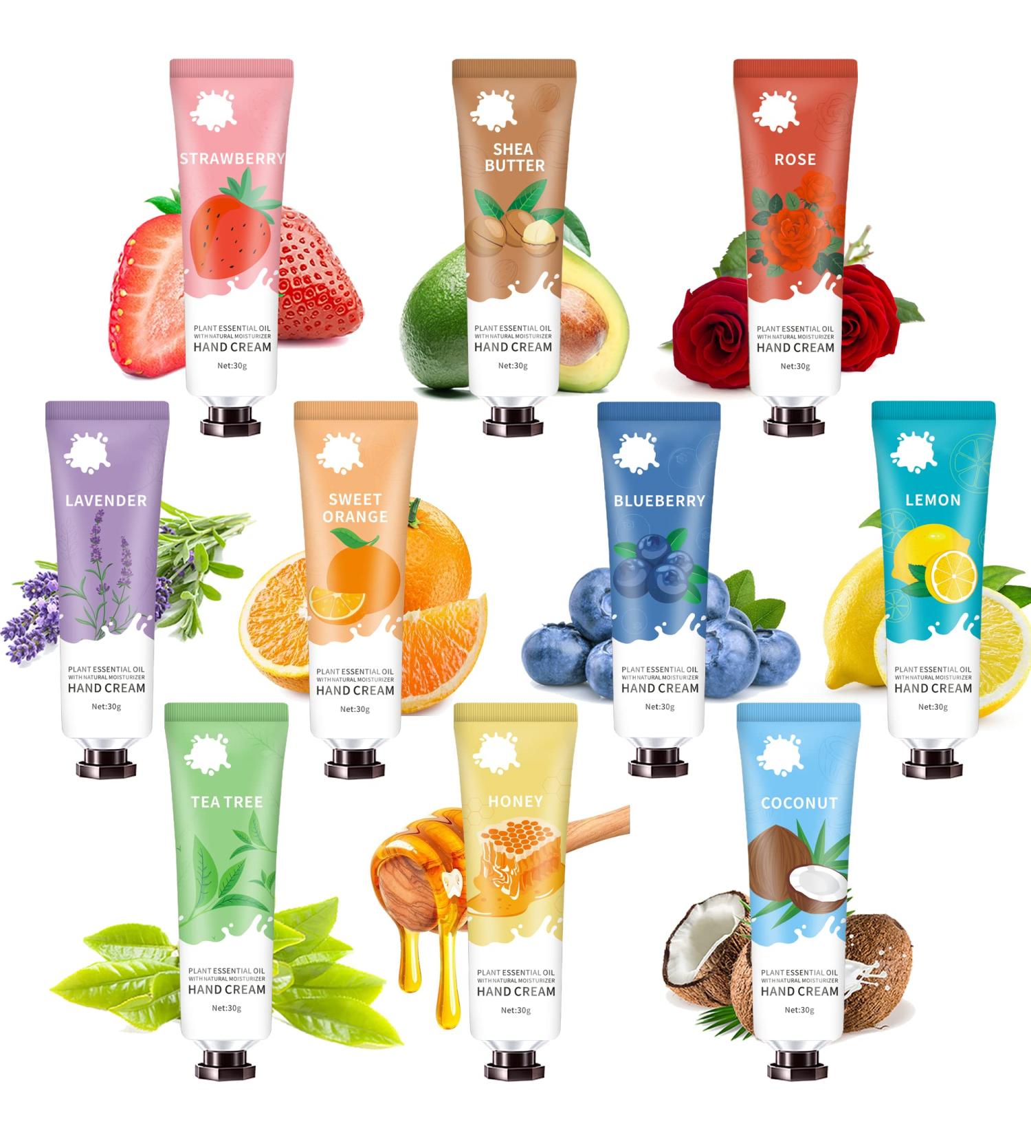 10 Pack Natural Hand Cream Gift Set - Moisturizing Lotion for Dry, Cracked Hands - Travel Size - Bulk Gifts for Women - Buy Online on SooperMarket.com