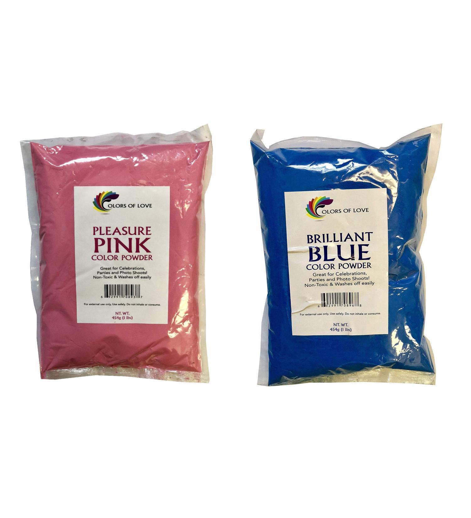 Colors of Love Pink & Blue Combo Pack - 15 Oz Each! Holi Color Powder
