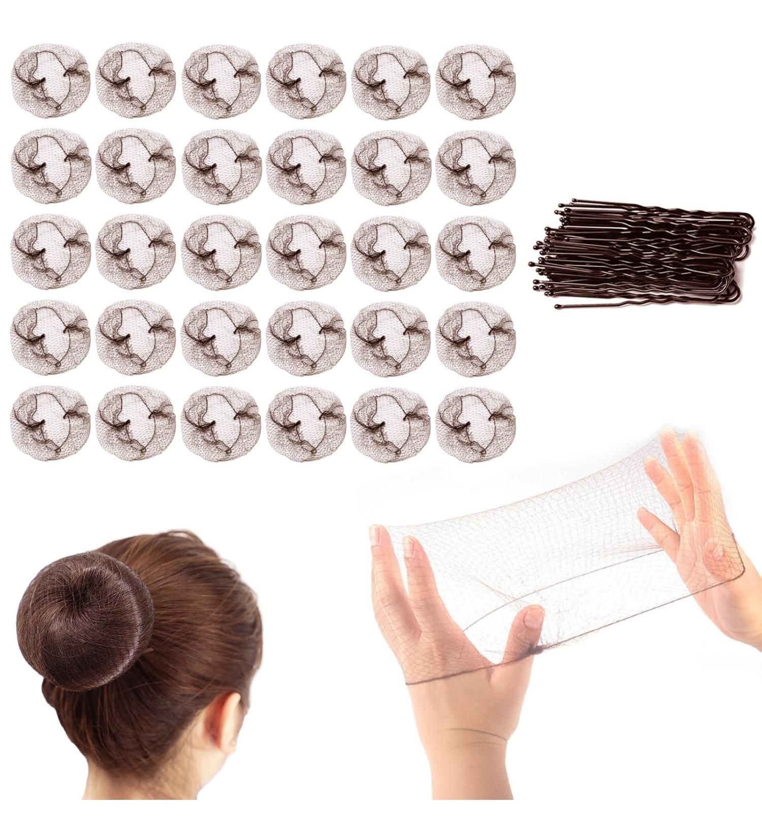 Shakeel 30pcs Invisible Hair Nets for Buns + 20pcs U Shape Hair Pins | Mesh Ballet Bun Nets in Brown for Women and Girls - Buy Online on SooperMarket.com