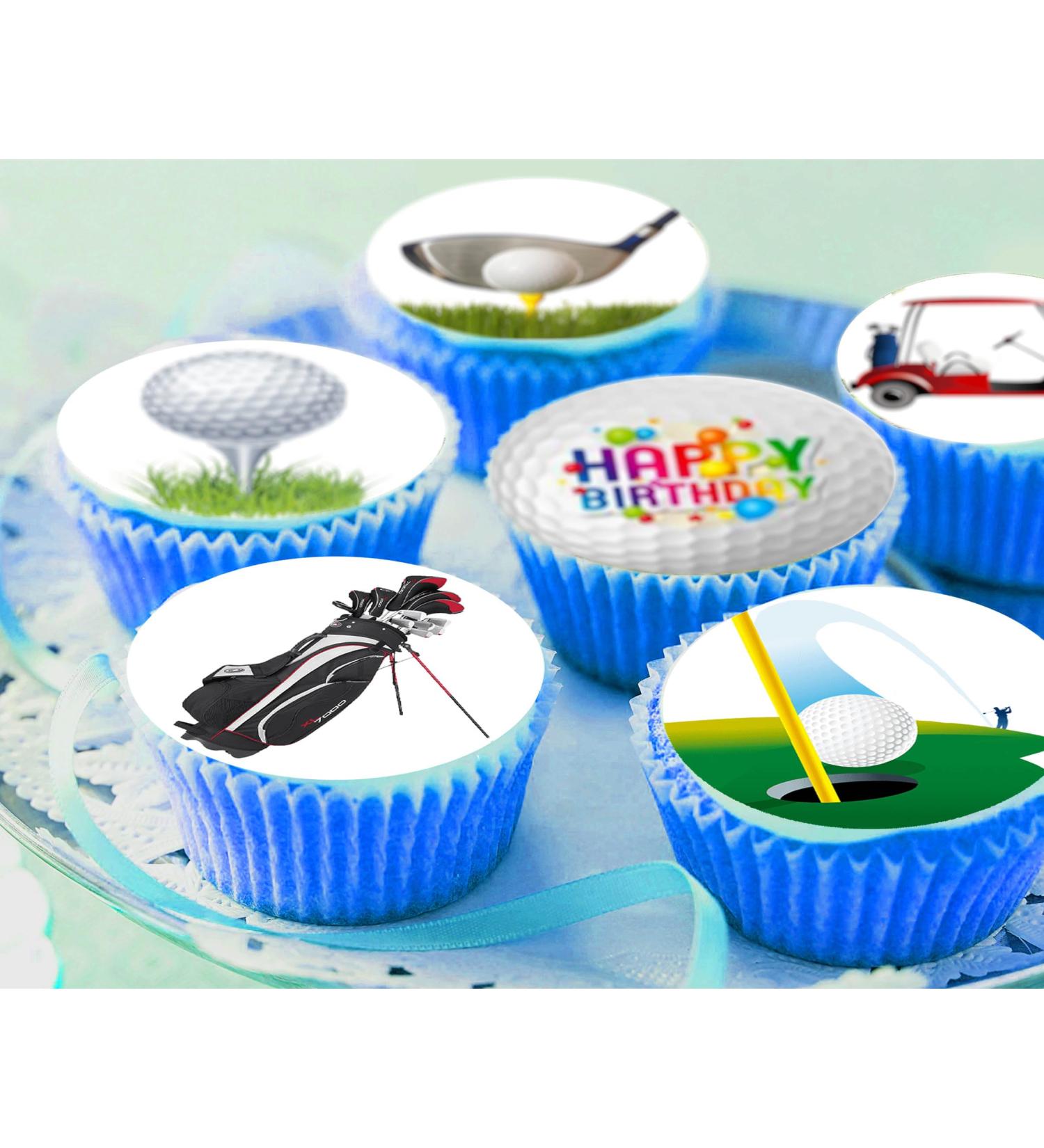 24 x Pre-Cut Golf 3 Edible Stand up Wafer Paper Cupcake Toppers Cake Decorations Happy Birthday Party Sport - Buy Online on SooperMarket.com