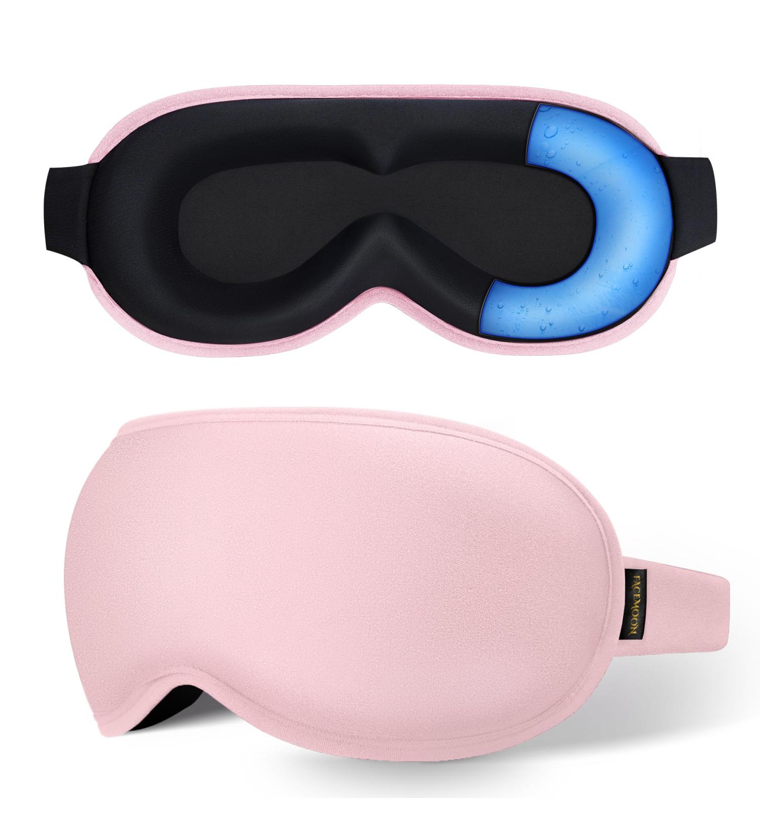 Cooling Gel 3D Sleep Eye Mask - Weighted Blackout Eye Mask for Dark Circles & Puffiness - Comfortable Reusable & Eyelash-Friendly - Relaxing Sleep in Pink - Buy Online on SooperMarket.com