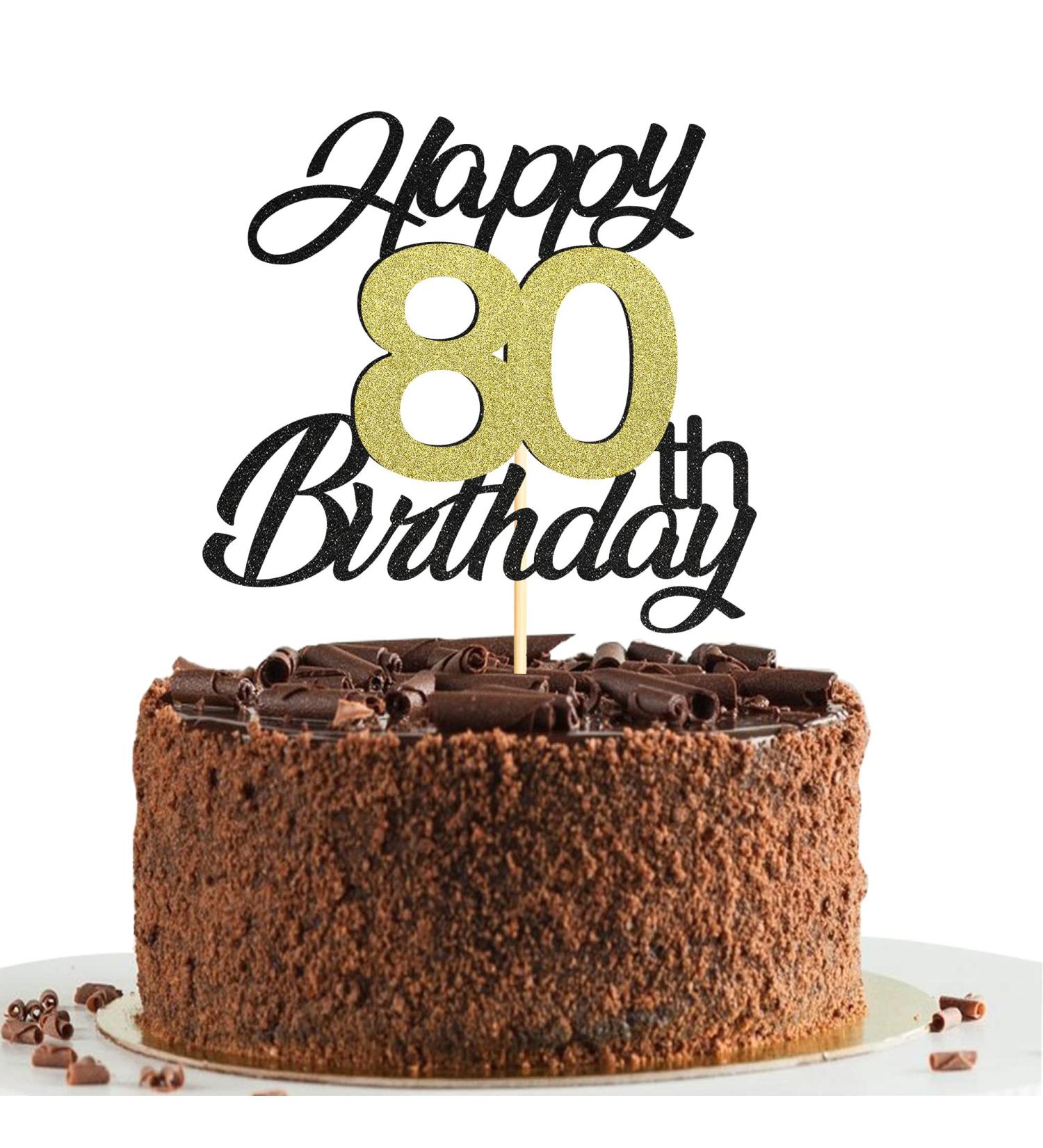 Shop Sumerk 80th Birthday Cake Attachments - Gold & Black Decorations | 1 Pack for Perfect Celebration - Buy Online on SooperMarket.com