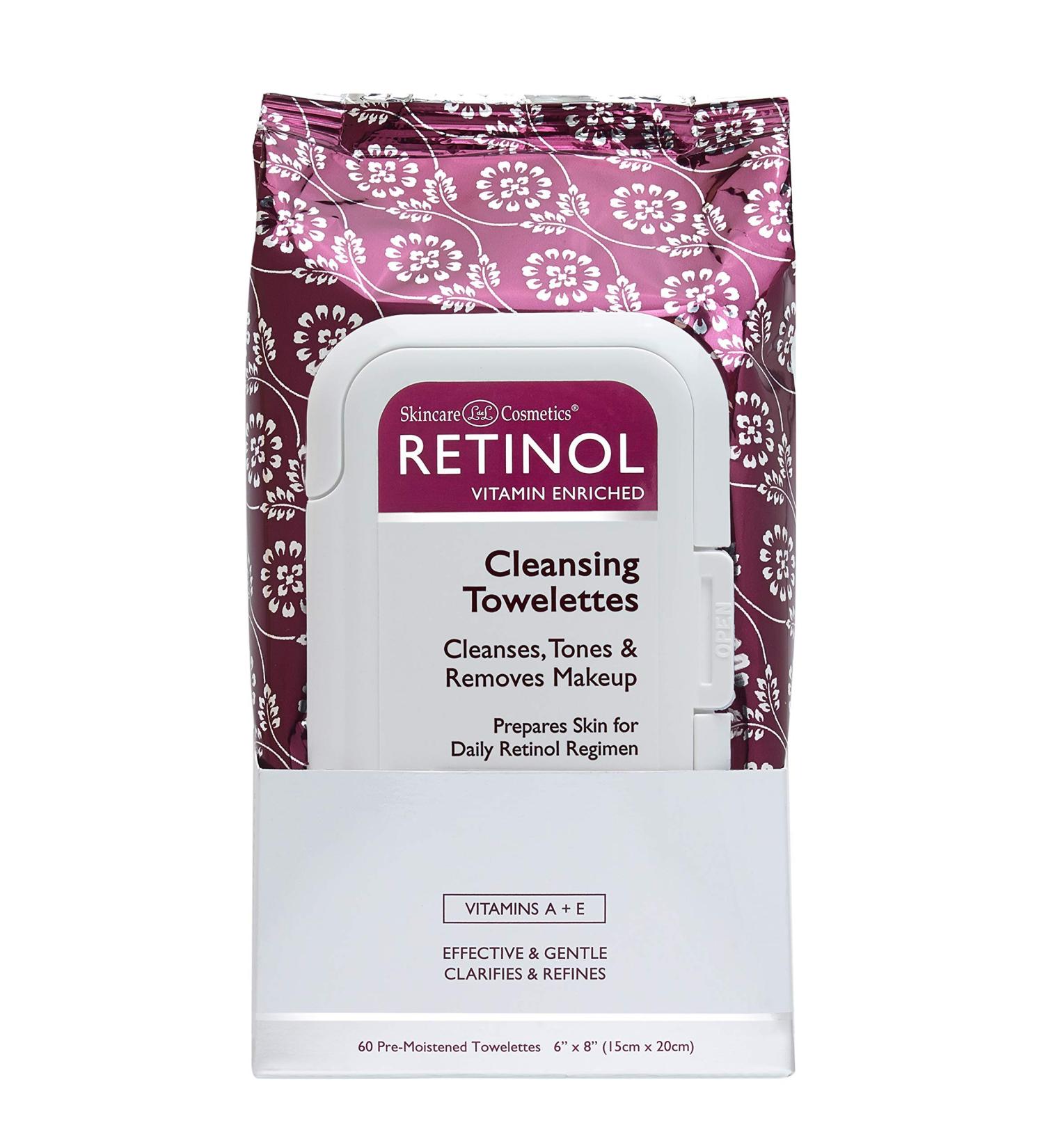 Retinol Anti-Aging Cleansing Towelettes - All-in-One Makeup Remover & Toner Wipes for Exfoliating, Hydrating & Refreshing Skin - Buy Online on SooperMarket.com