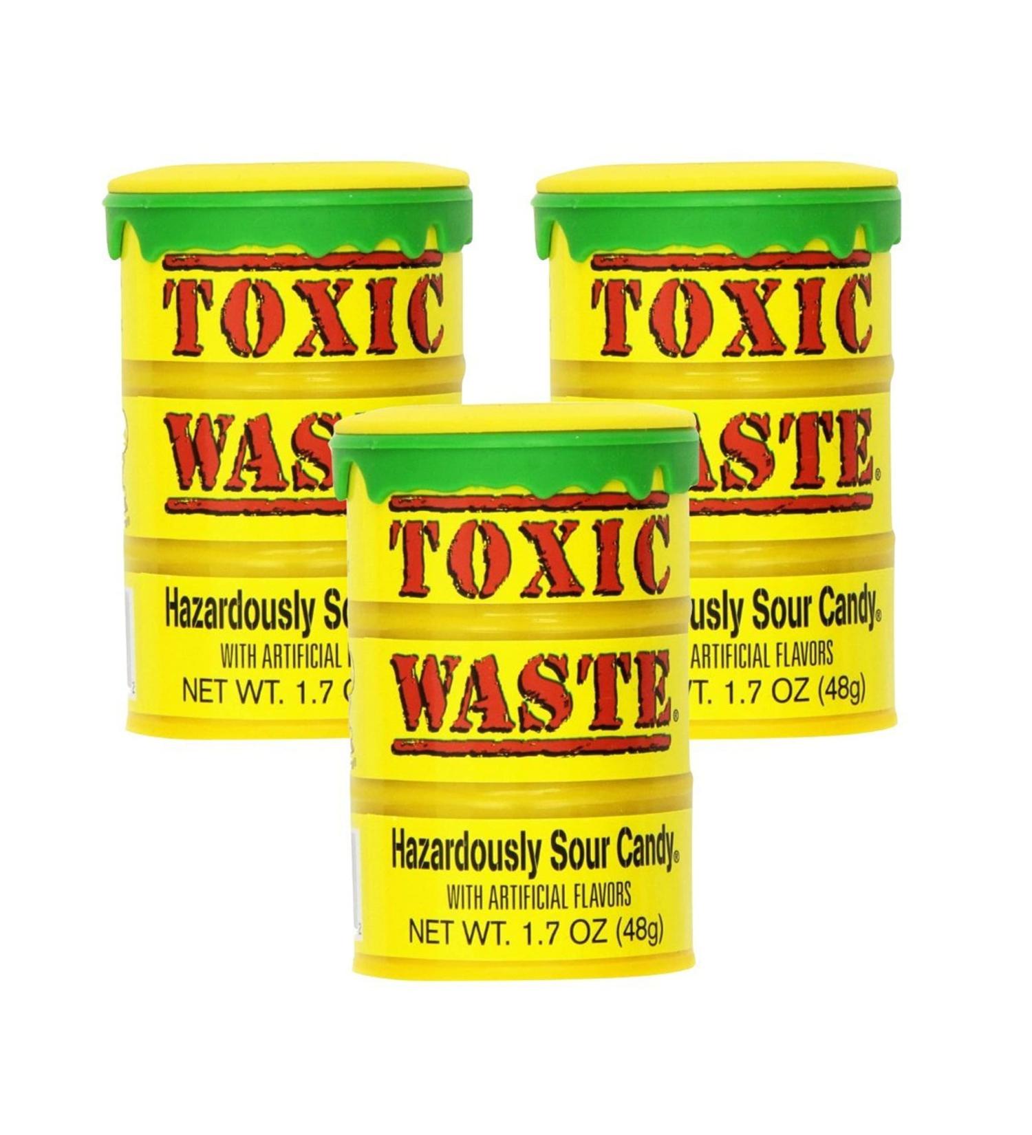 Toxic Waste 3-Pack Original Yellow Drums Assorted Sour Candy - 5 Flavors Apple, Watermelon, Lemon, Blue Raspberry, Black Cherry 1.7oz - Buy Online on SooperMarket.com