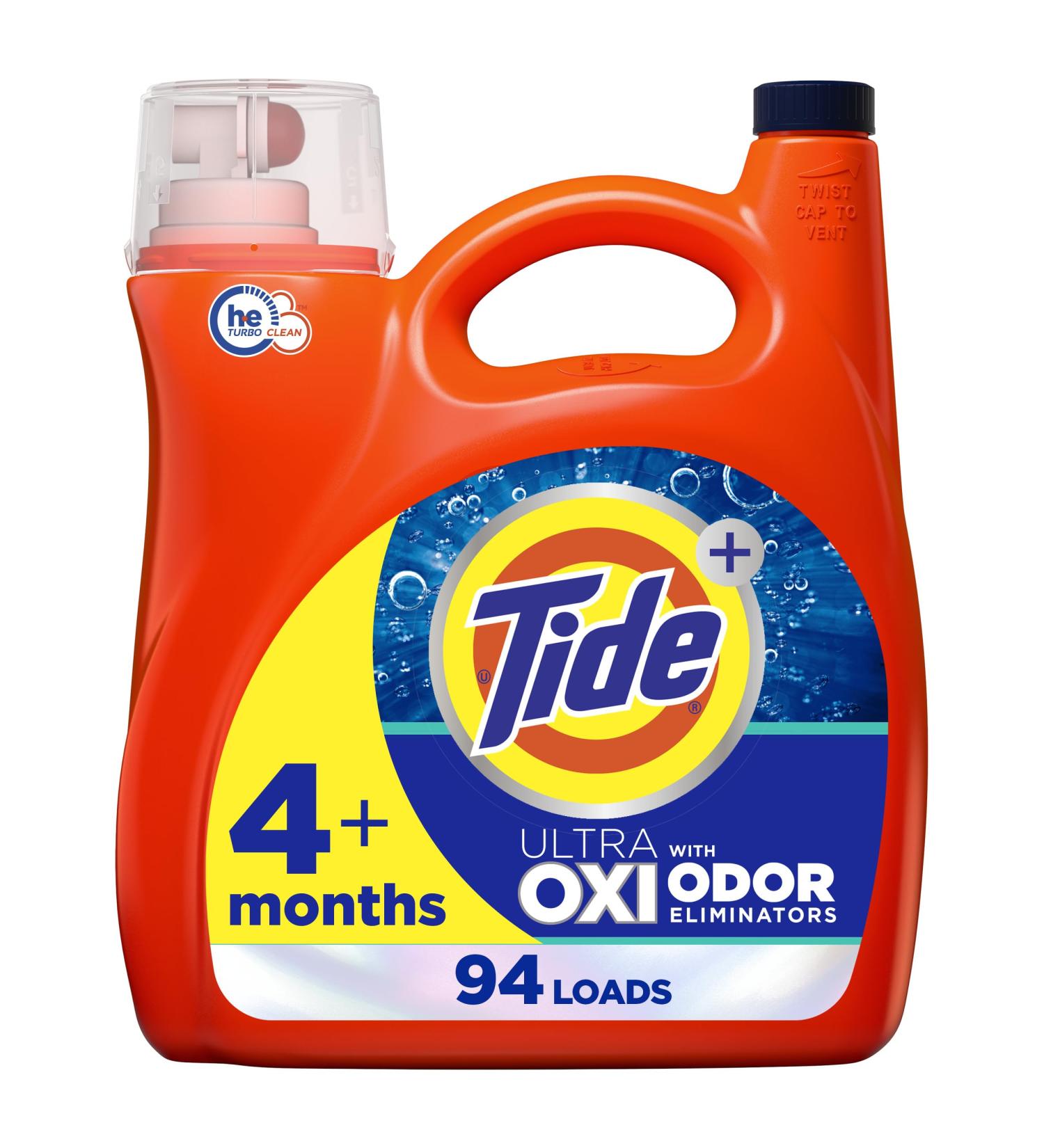 Tide Ultra OXI Liquid Laundry Detergent with Odor Eliminators - HE Compatible 94 Loads 132 fl oz | International Shipping Available - Buy Online on SooperMarket.com