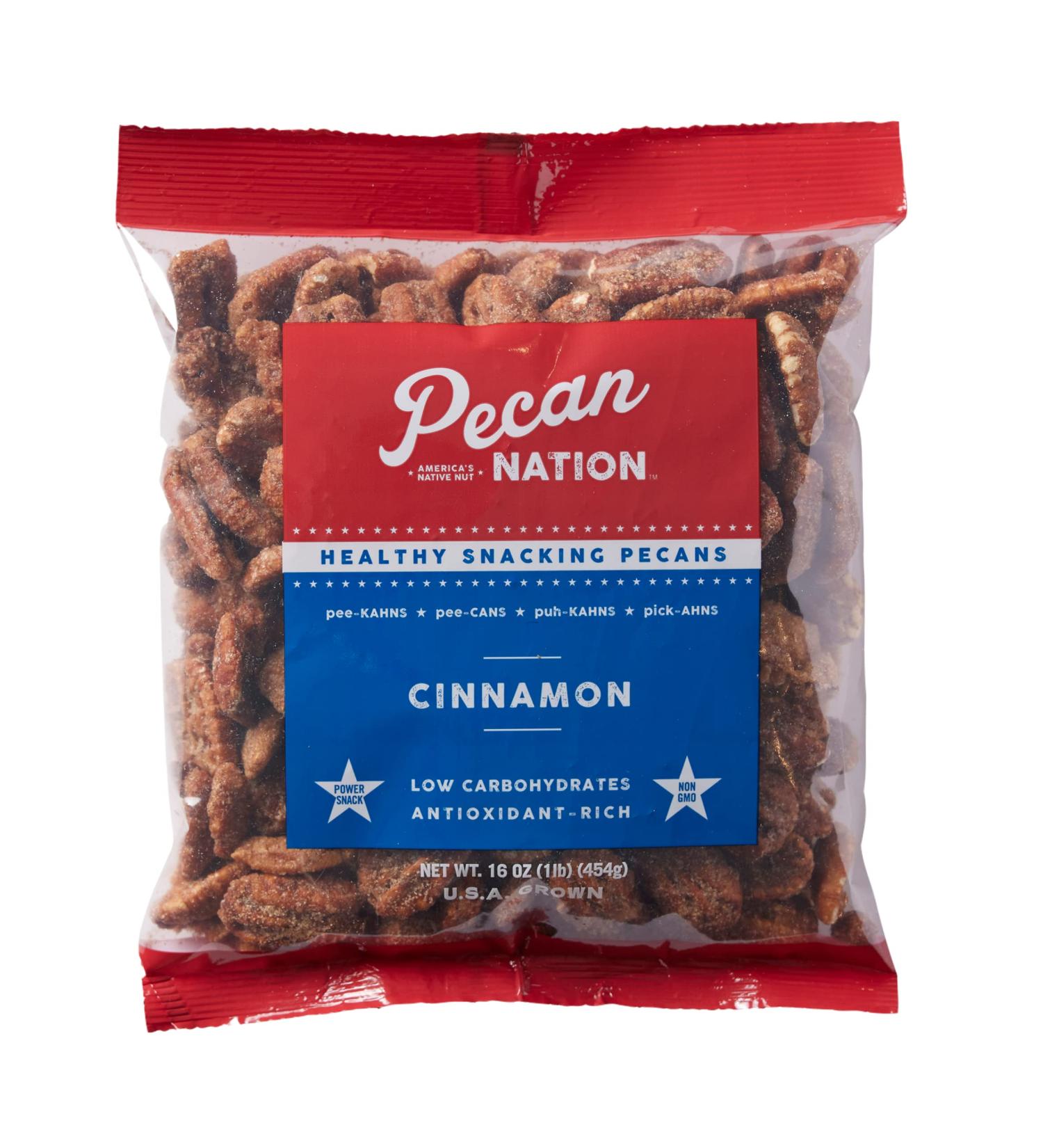 Cinnamon Flavored Roasted Pecan Halves - 16oz | Natural, Antioxidant-Rich, Non-GMO Snack - Buy Online on SooperMarket.com