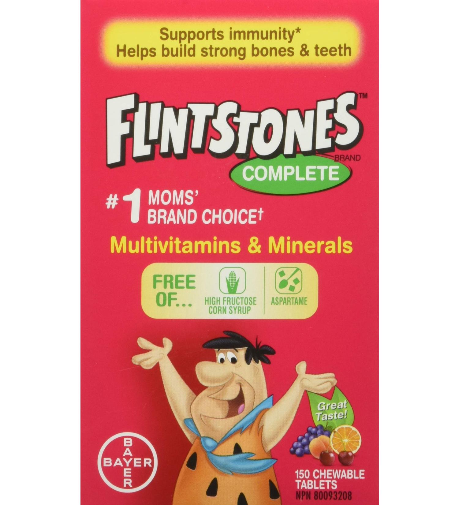FLINTSTONES Complete Chewable Multivitamin for Kids Aspartame-Free with Vitamin A C6 B12 C D e & Calcium 150 count 150 count (Pack of 1) - Buy Online on SooperMarket.com