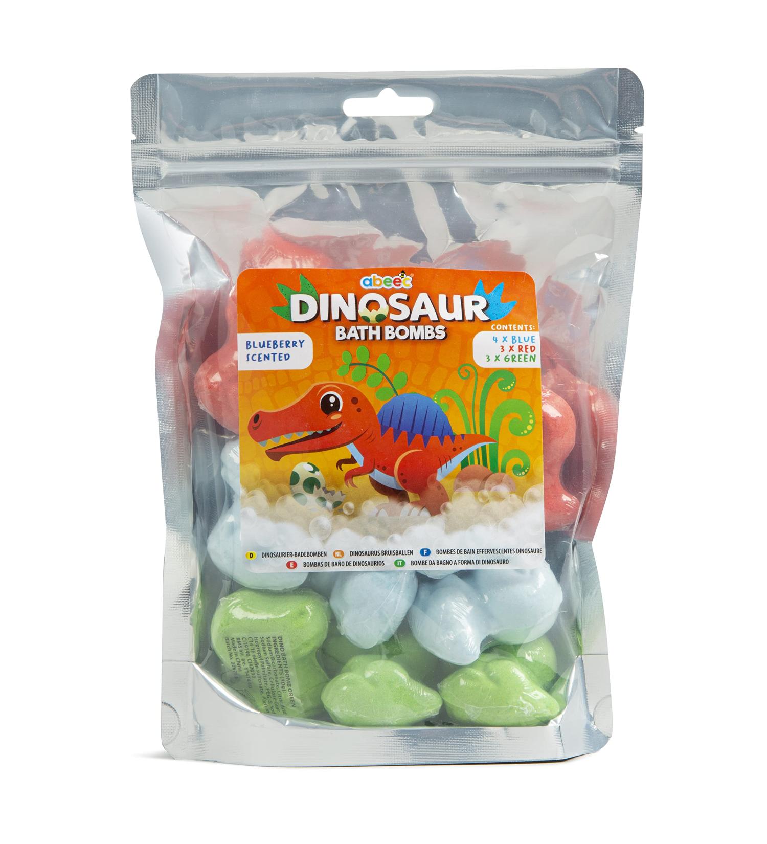 Kid's Dinosaur Bath Bombs Set - 10 Fizzy Red, Green & White Bombs for Fun Bubble Bath - Perfect Children's Gift - Buy Online on SooperMarket.com