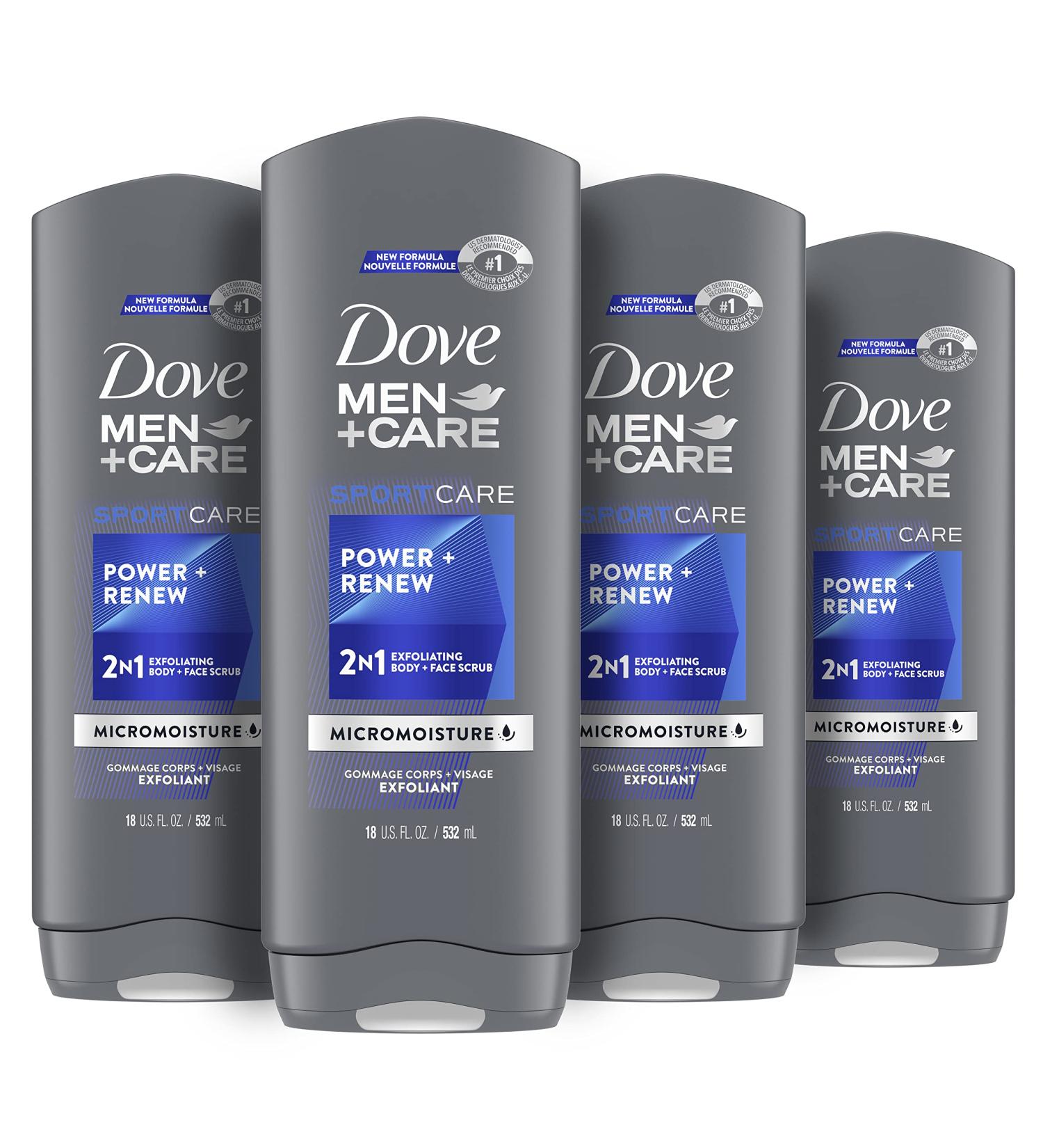 Dove Men+Care Sport Body & Face Wash - 18 FL Oz (Pack of 4) | Cleanses, Restores Skin, Washes Away Bacteria - Buy Online on SooperMarket.com