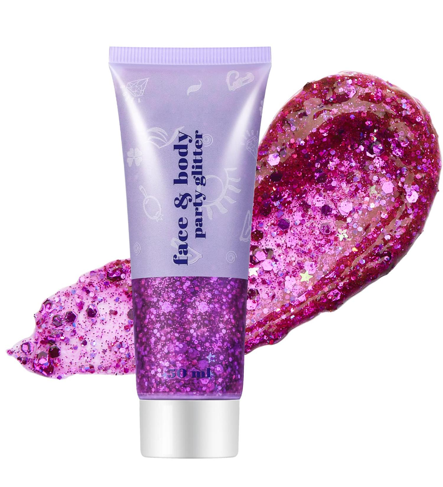 Holographic Purple Body Glitter Gel - Long Lasting Chunky Sequins for Singer Concerts & Festivals - 52g - Buy Online on SooperMarket.com